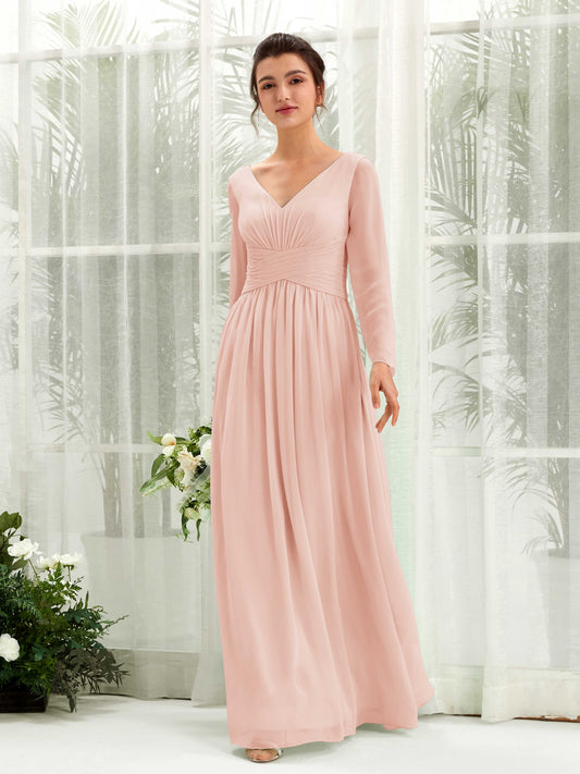 Coline Pearl Pink Long Sleeve Maxi Dress