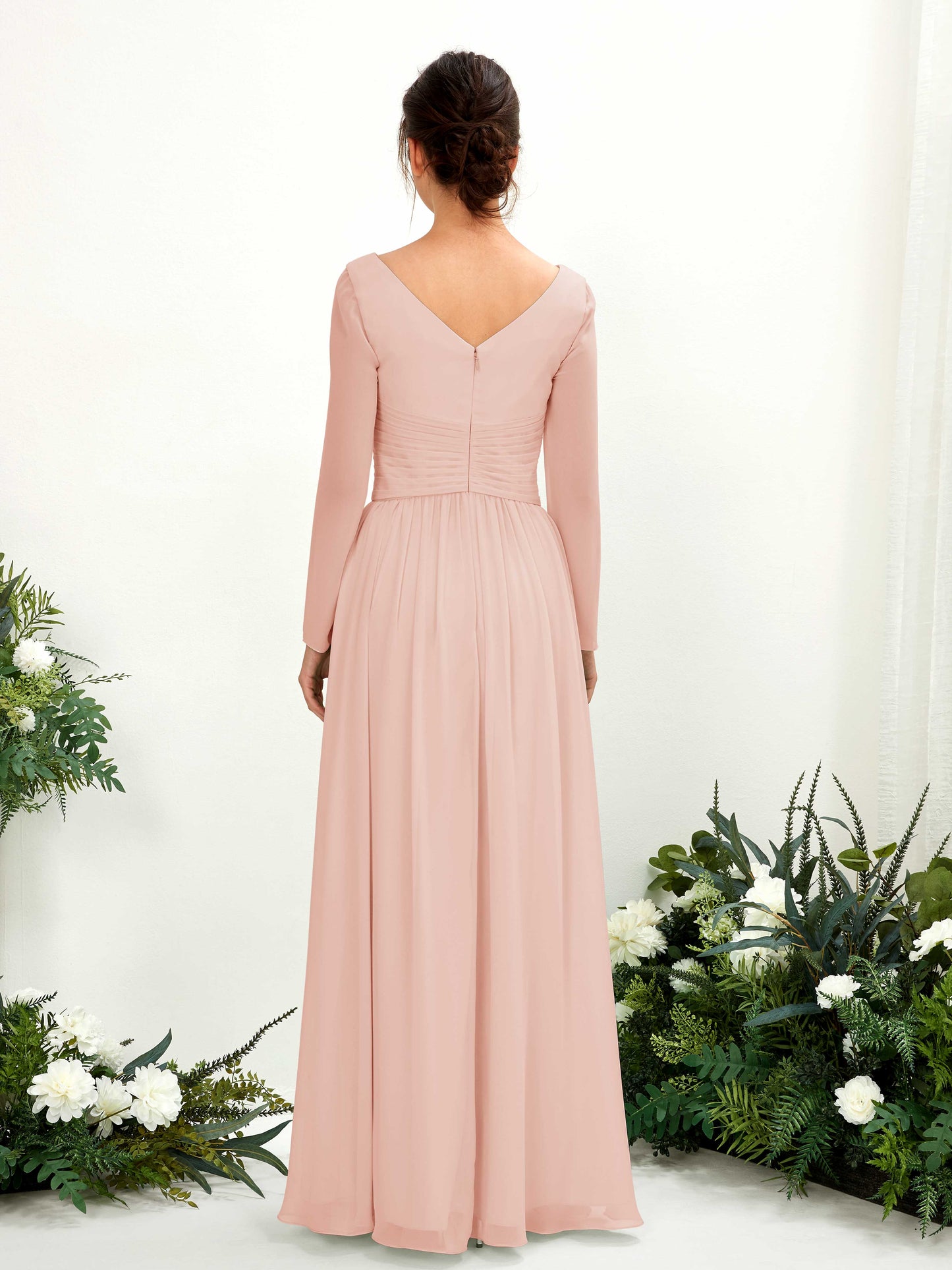 Coline Pearl Pink Long Sleeve Maxi Dress