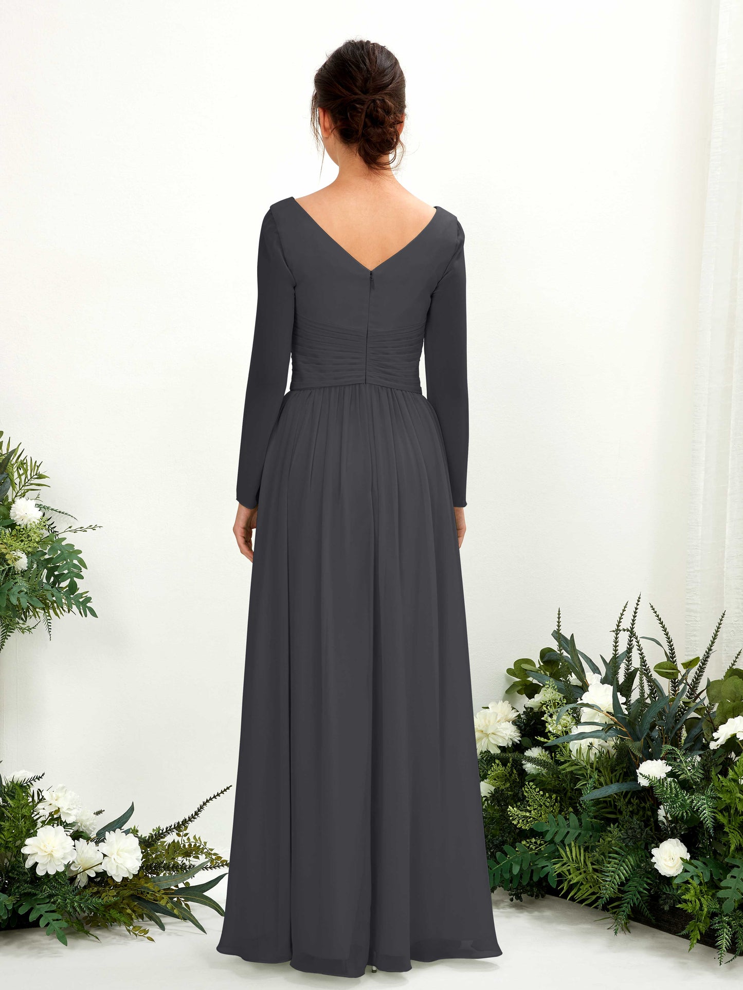 Coline Pewter Long Sleeve Maxi Dress