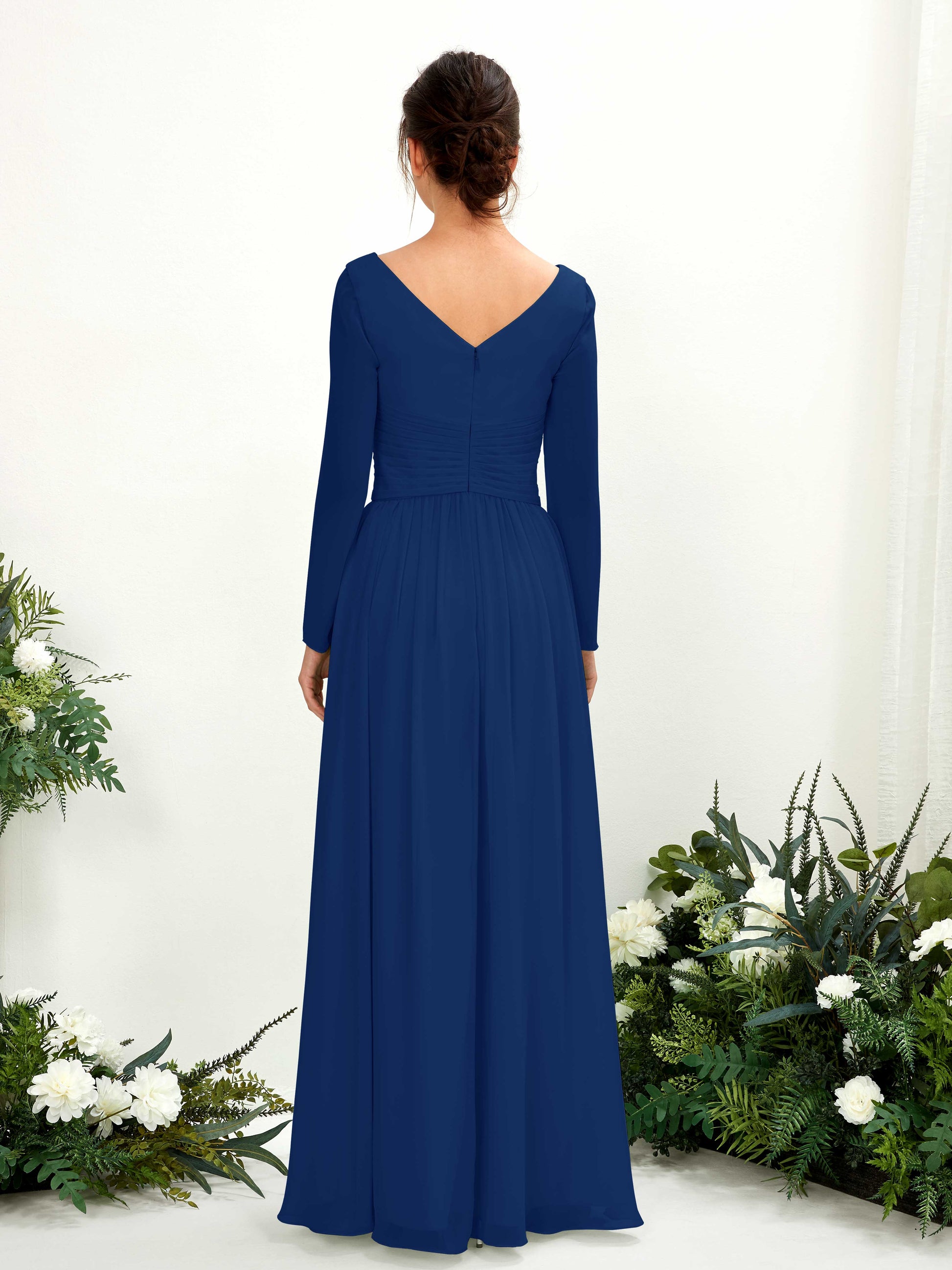 Coline Royal Blue Long Sleeve Maxi Dress