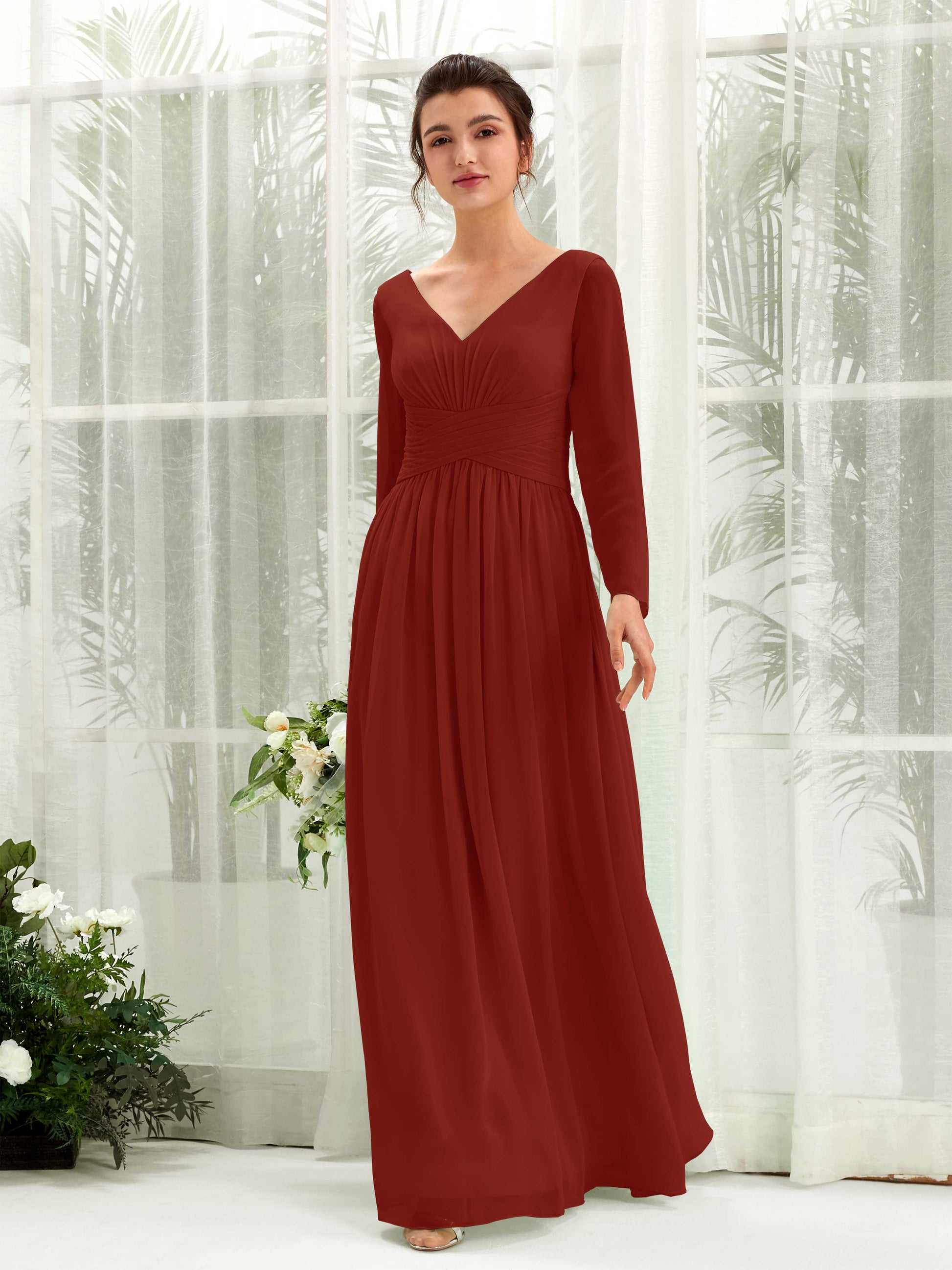 Coline Rust Long Sleeve Maxi Dress