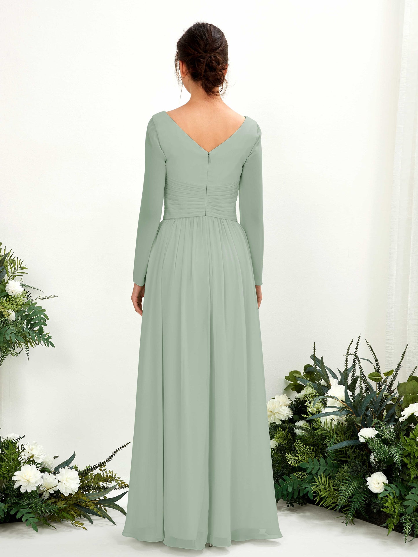 Coline Sage Green Long Sleeve Maxi Dress