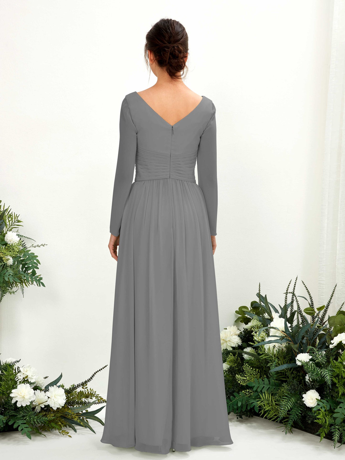 Coline Steel Gray Long Sleeve Maxi Dress