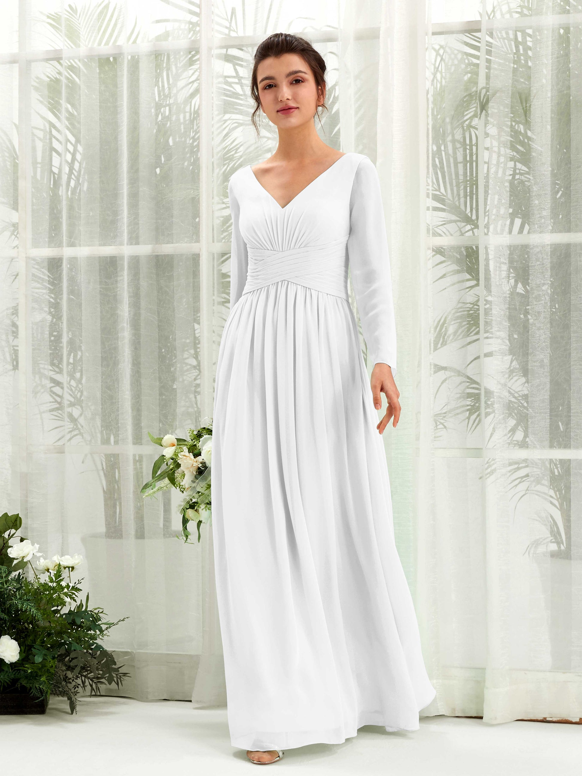 Coline White Long Sleeve Maxi Dress