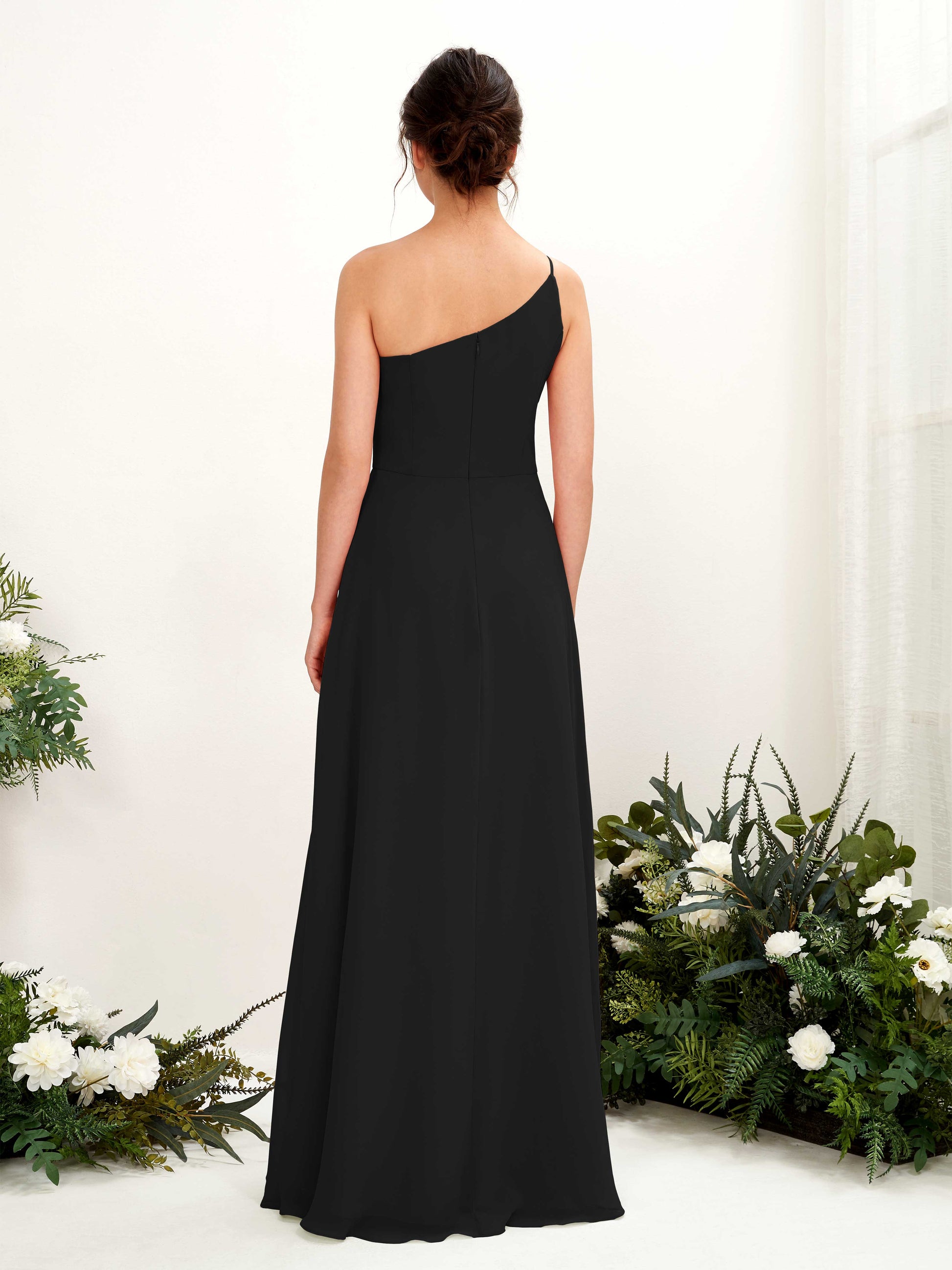 Crystal Black One Shoulder Maxi Dress