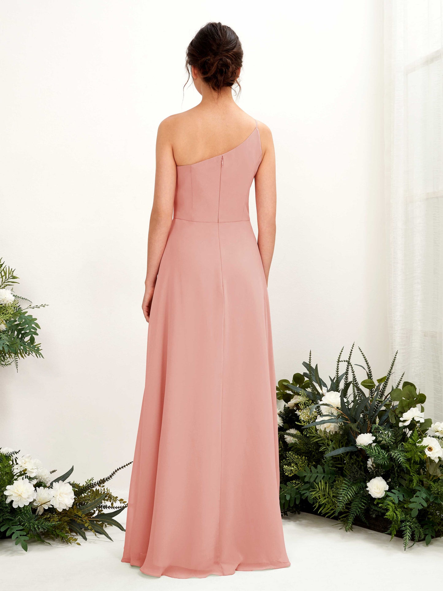 Crystal Champagne Rose One Shoulder Maxi Dress