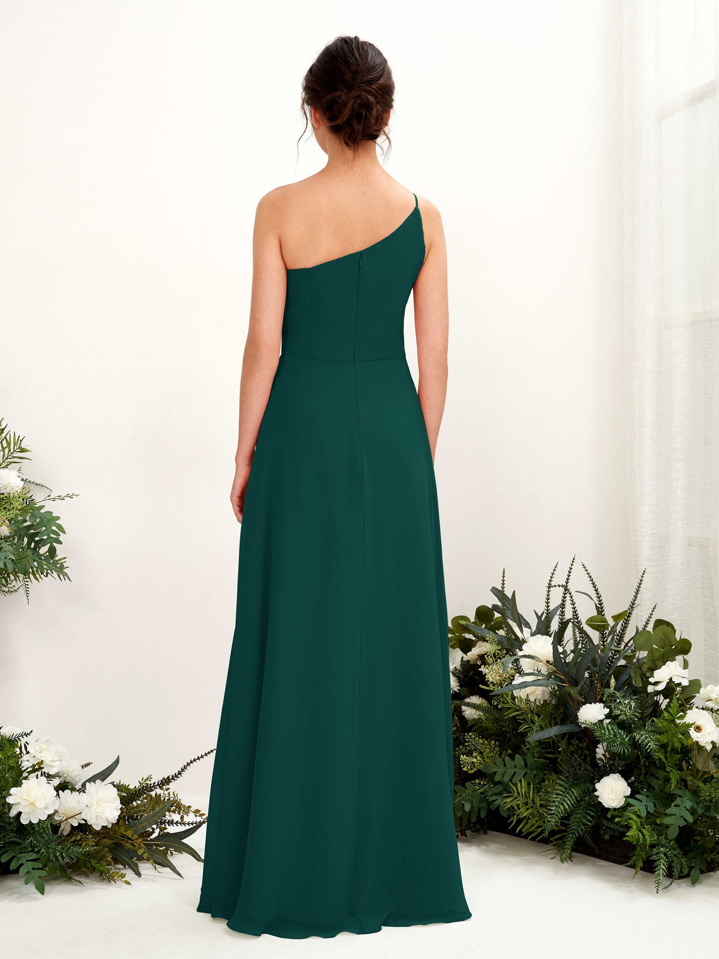 Crystal Dark Emerald One Shoulder Maxi Dress