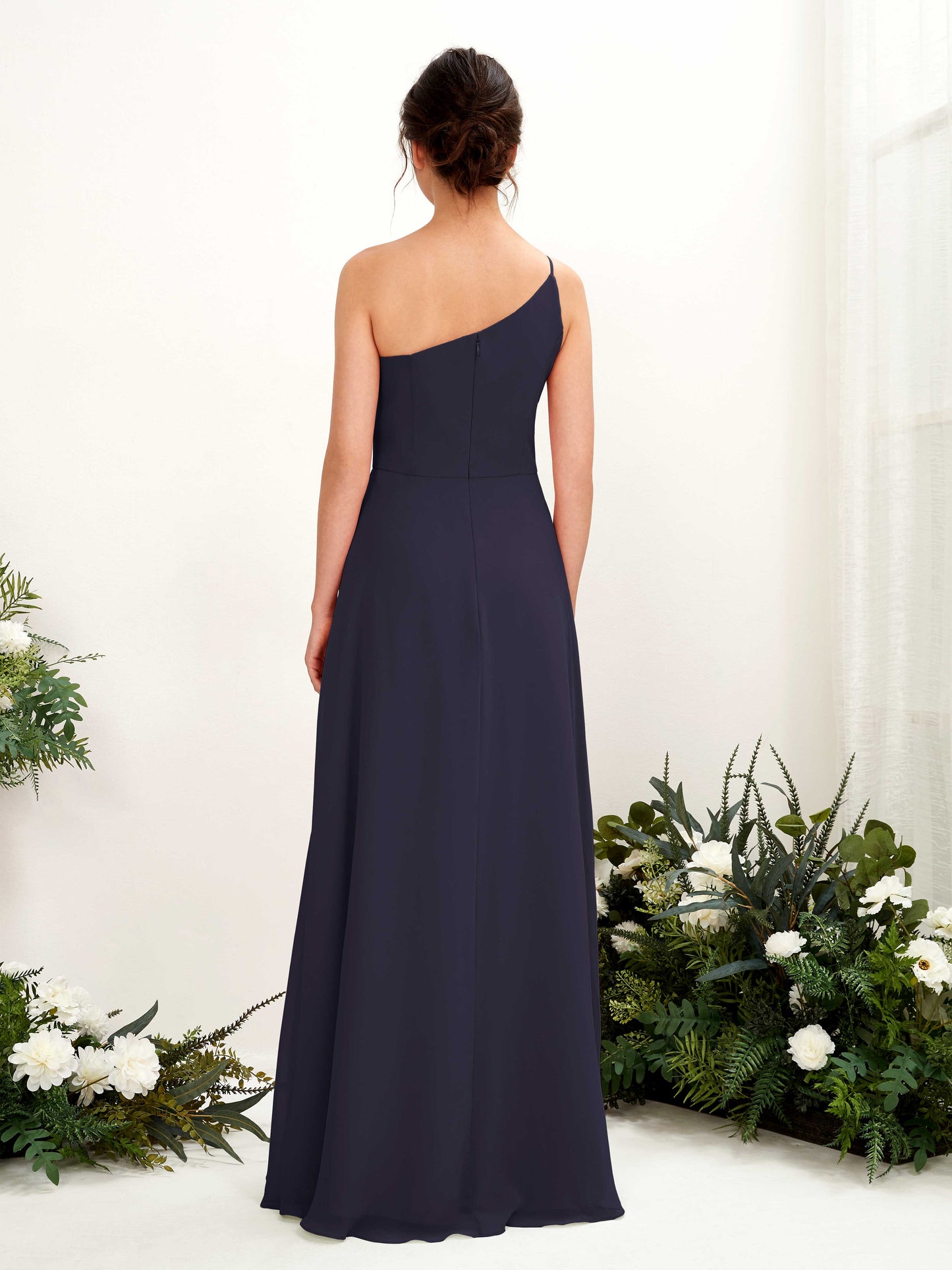 Crystal Dark Navy One Shoulder Maxi Dress