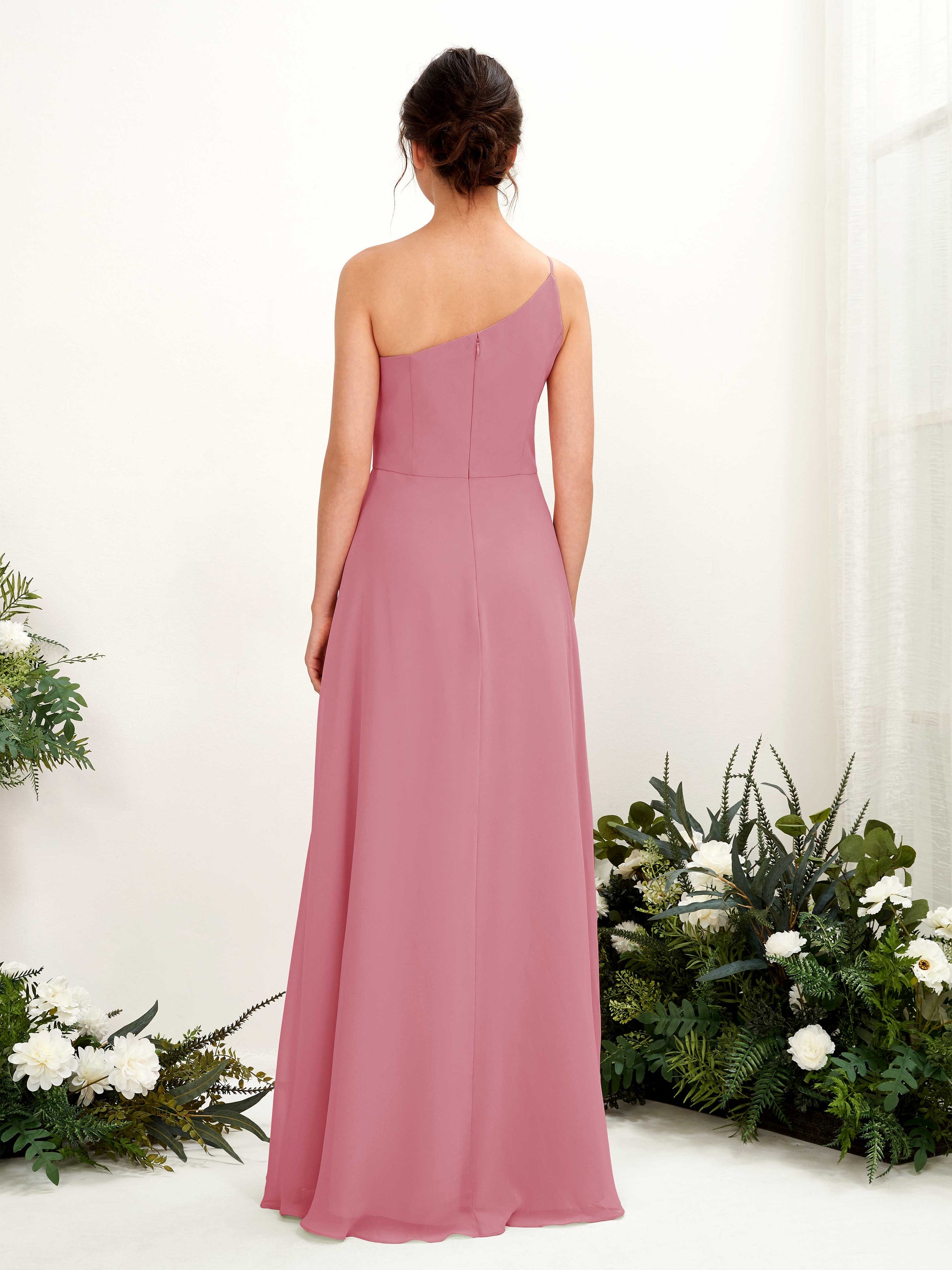 Crystal Desert Rose One Shoulder Maxi Dress