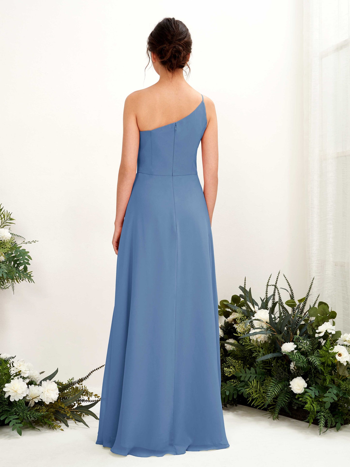 Crystal Dusty Blue One Shoulder Maxi Dress