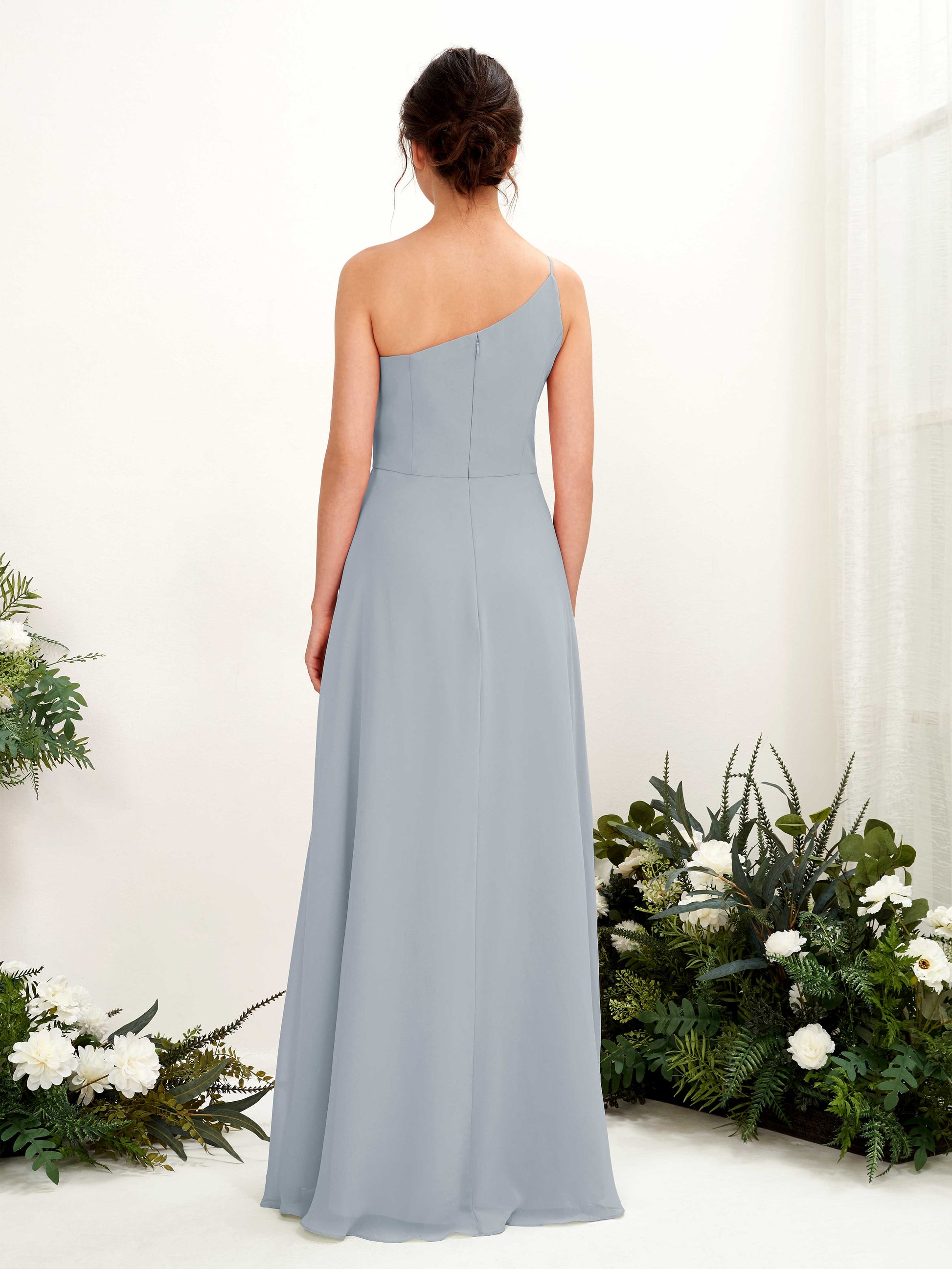 Crystal Dusty Blue-Upgrade One Shoulder Maxi Dress