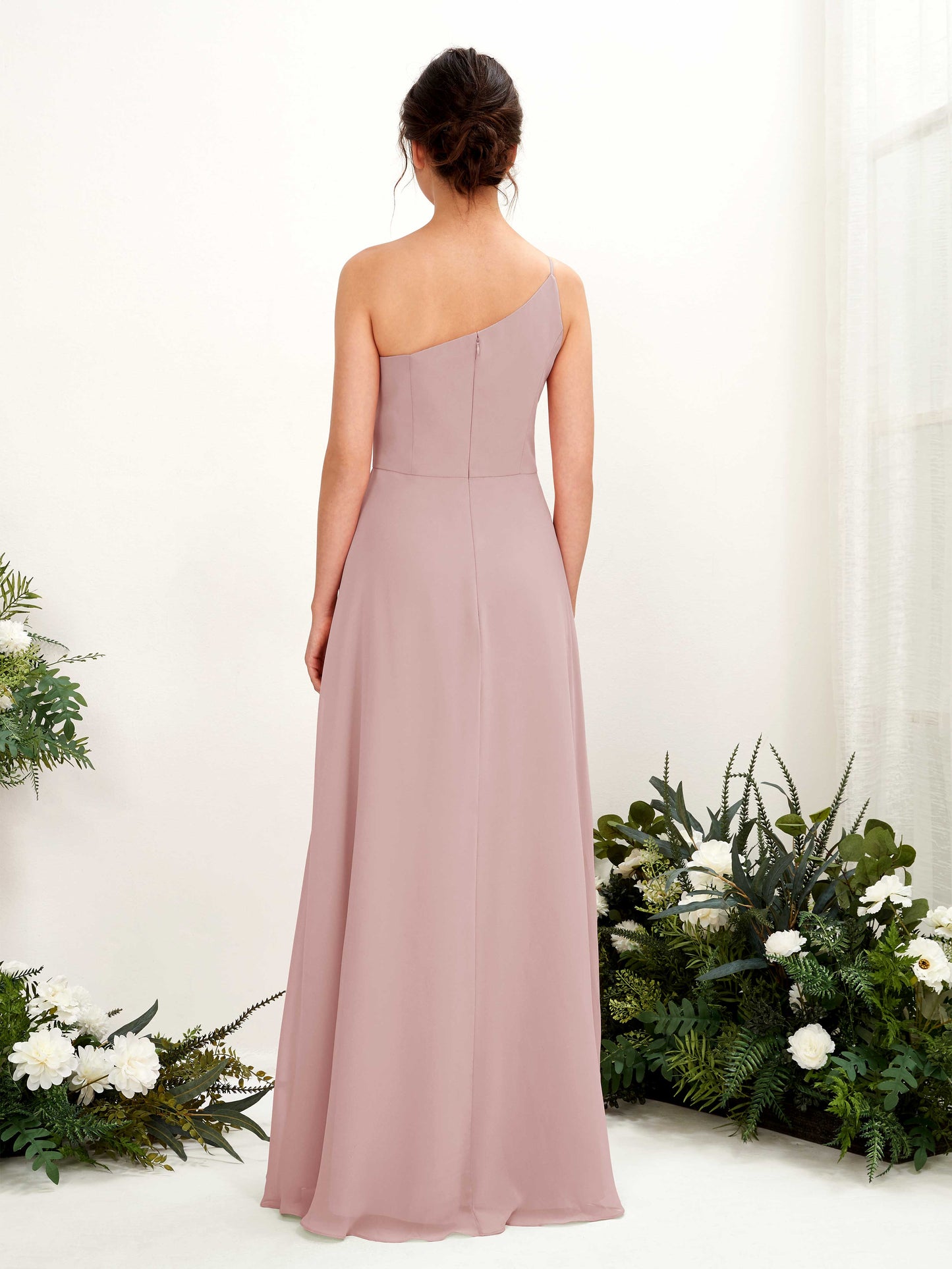 Crystal Dusty Rose One Shoulder Maxi Dress