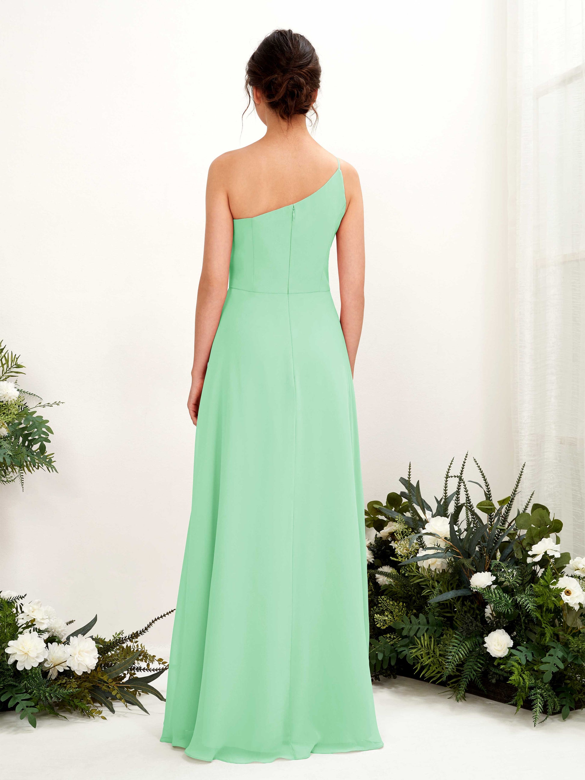 Crystal Mint Green One Shoulder Maxi Dress