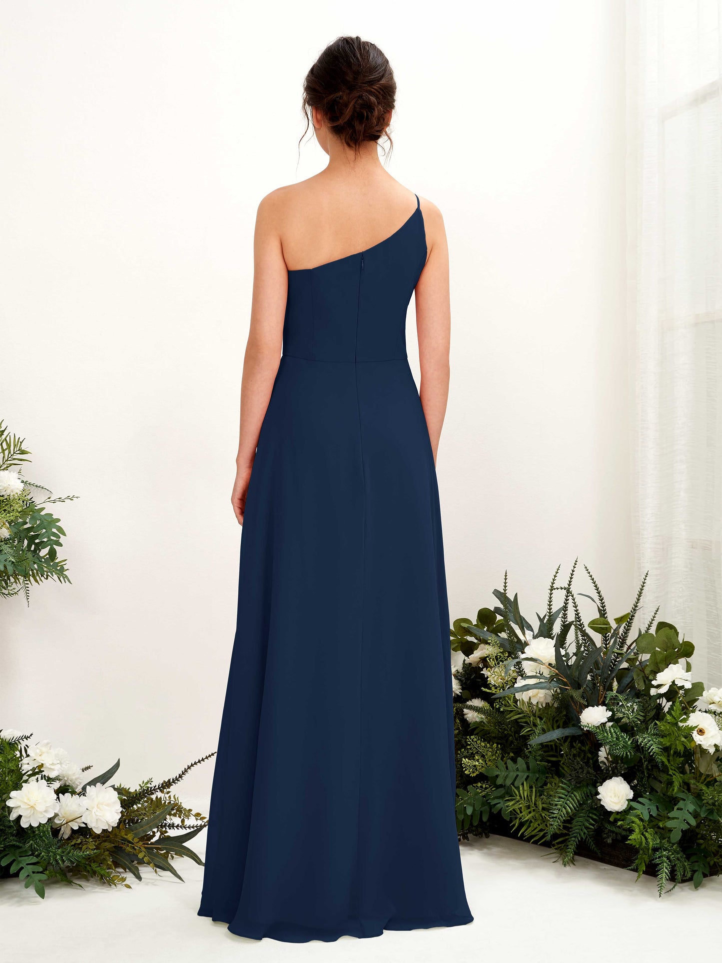 Crystal Navy One Shoulder Maxi Dress