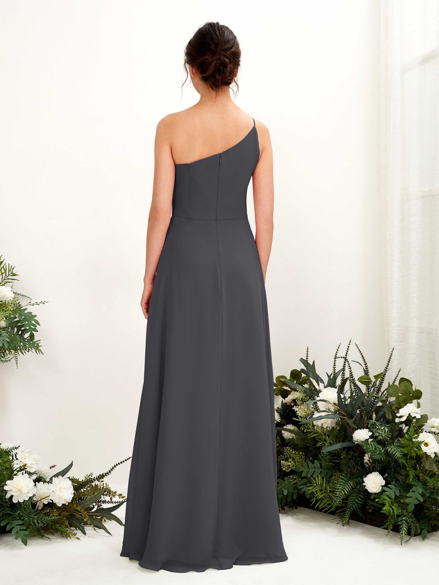 Crystal Pewter One Shoulder Maxi Dress