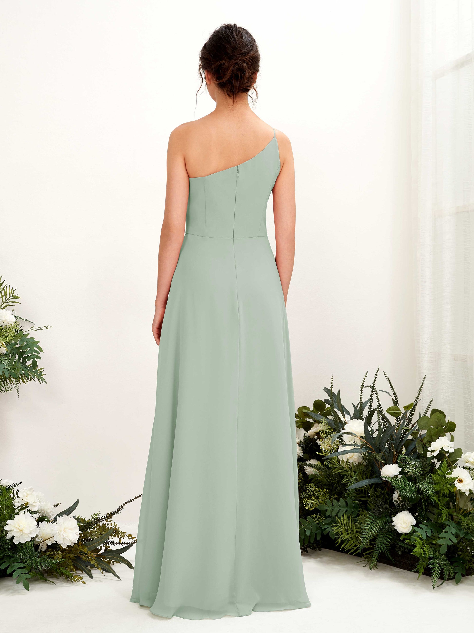 Crystal Sage Green One Shoulder Maxi Dress