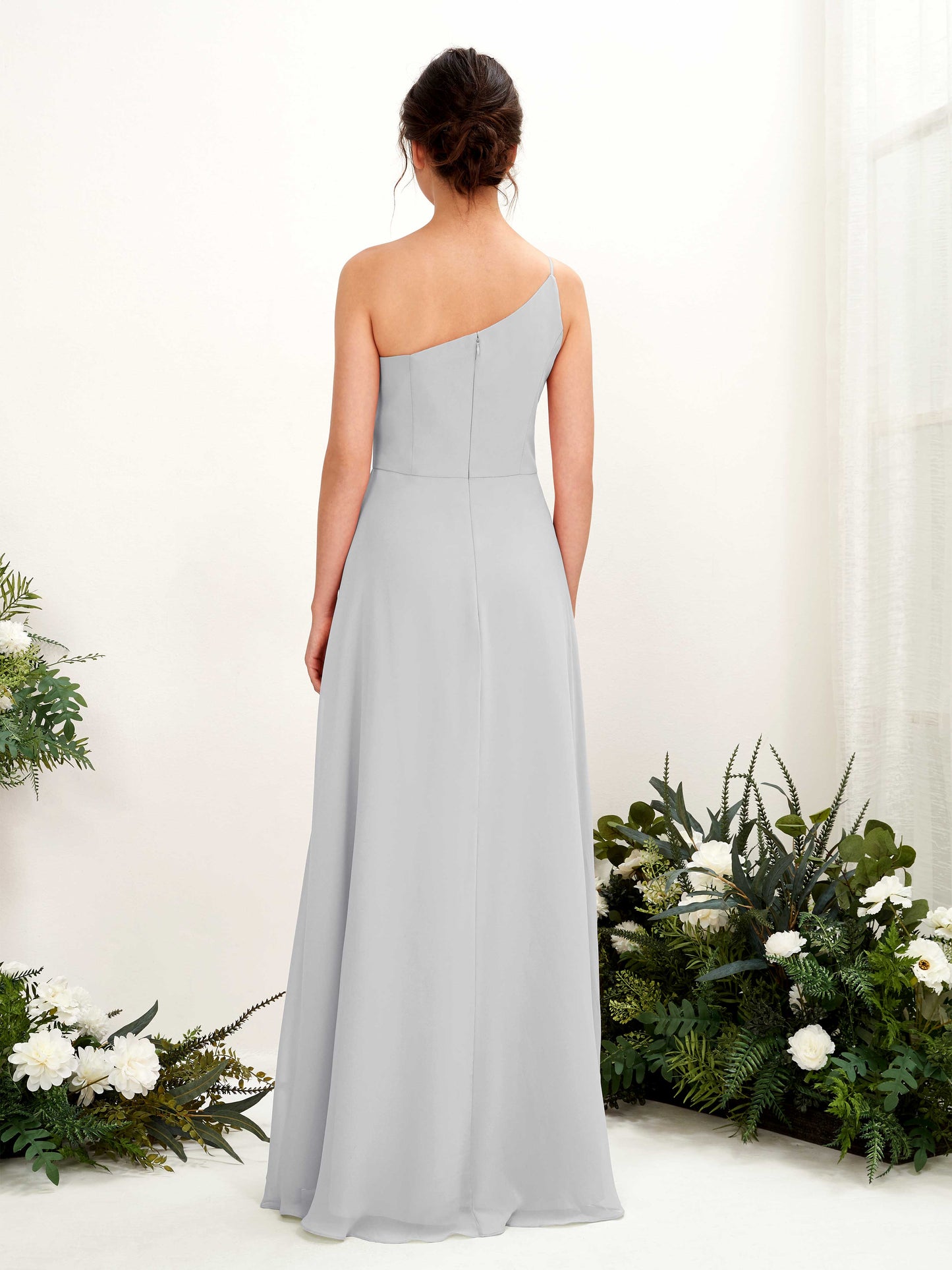 Crystal Silver One Shoulder Maxi Dress