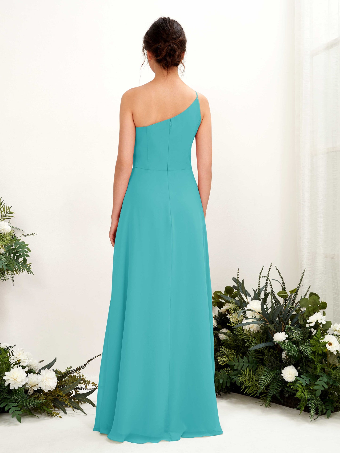 Crystal Turquoise One Shoulder Maxi Dress