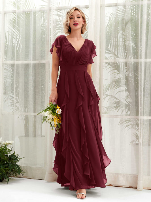 Cynthia Burgundy Sleeveless Maxi Dress