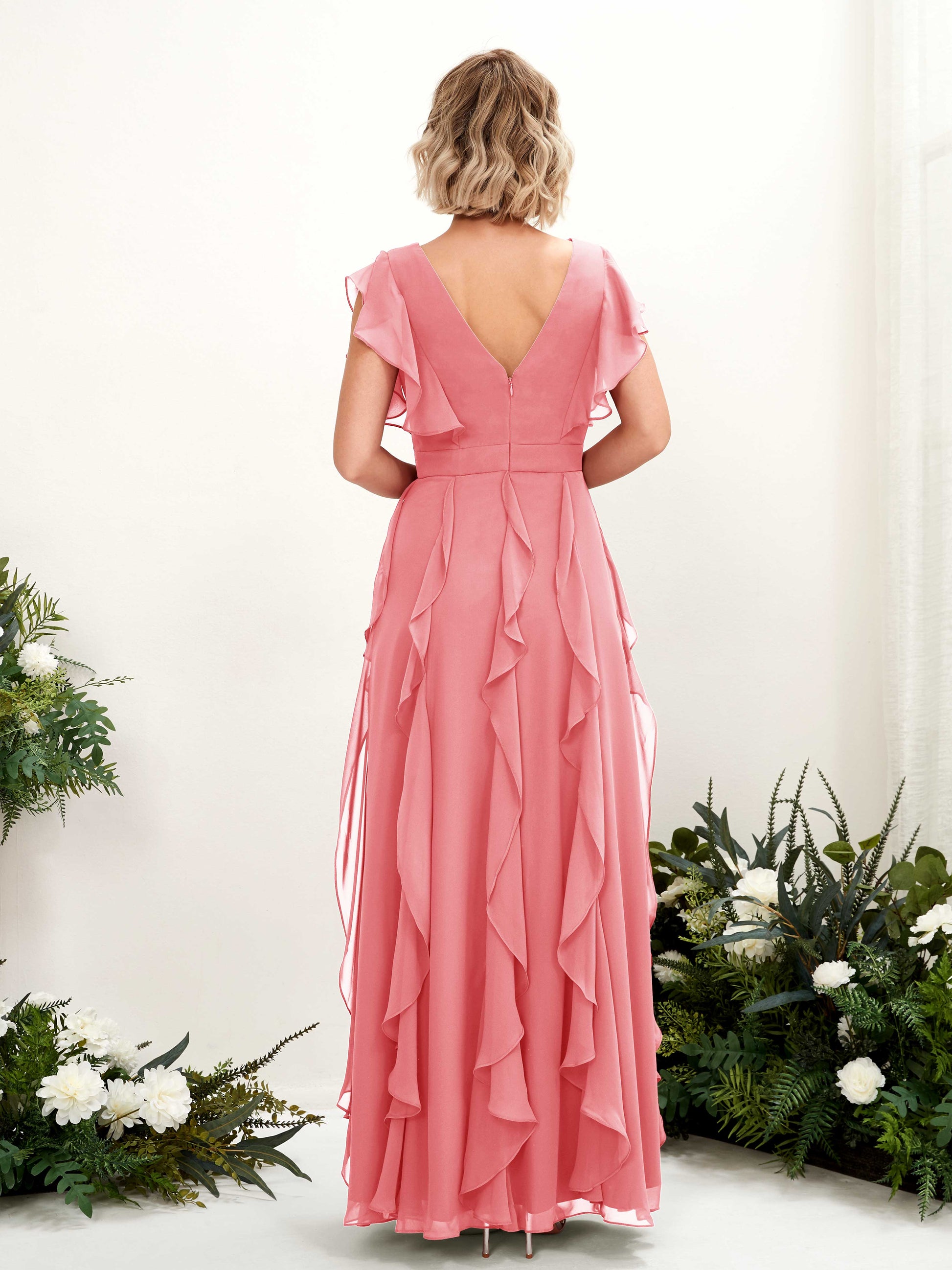 Cynthia Coral Pink Sleeveless Maxi Dress