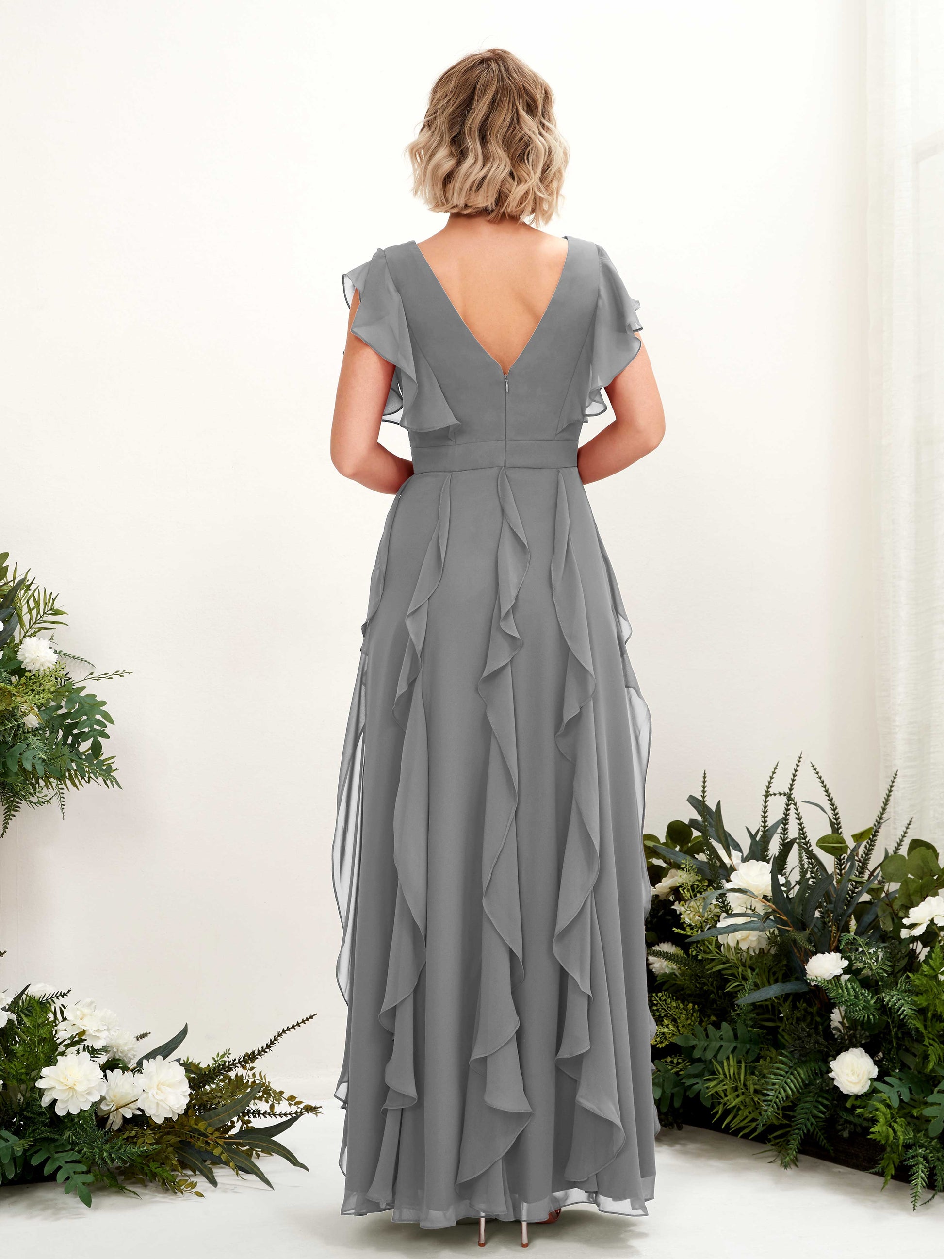 Cynthia Steel Gray Sleeveless Maxi Dress