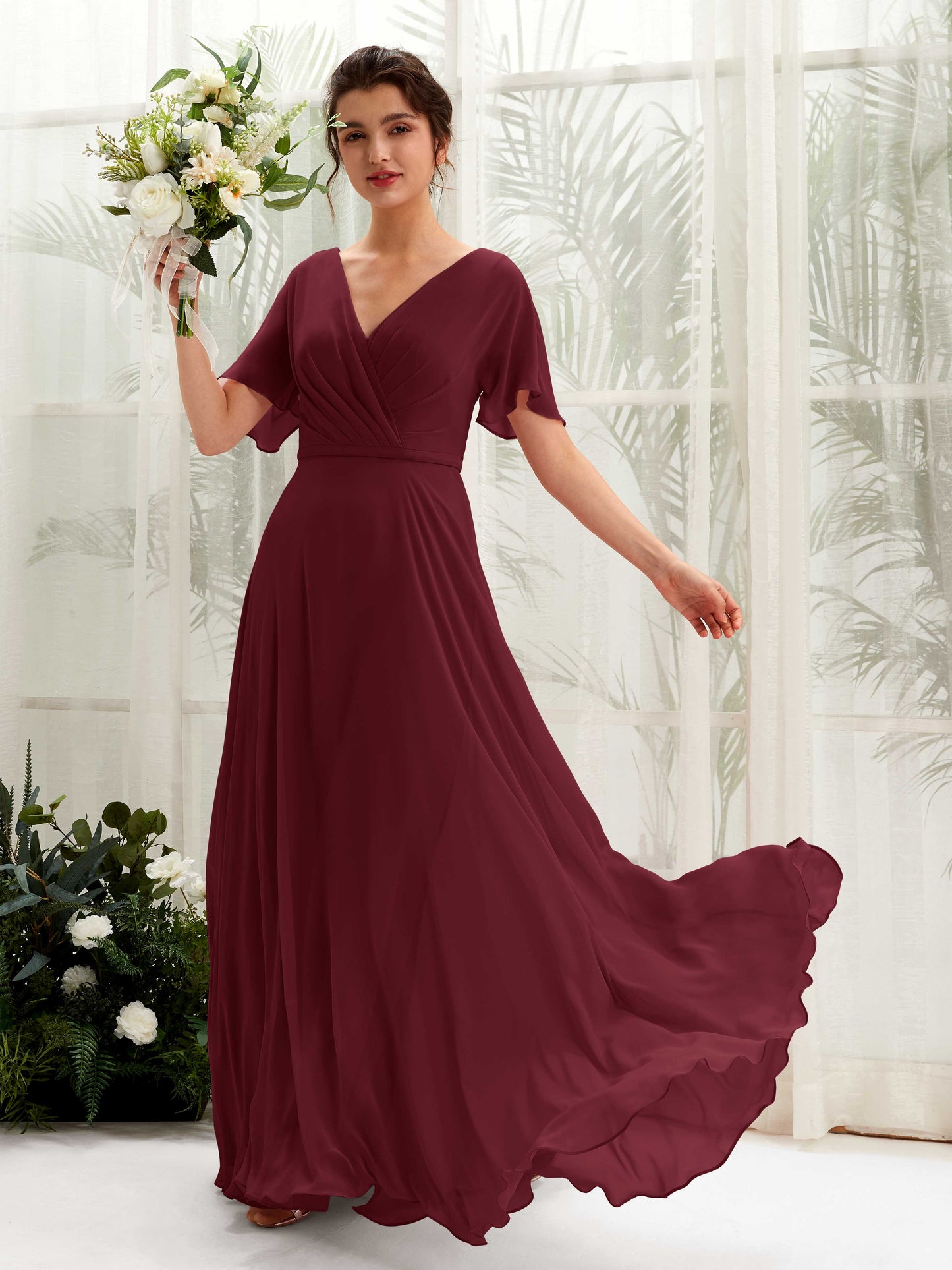 Daphne Burgundy Maxi Dress