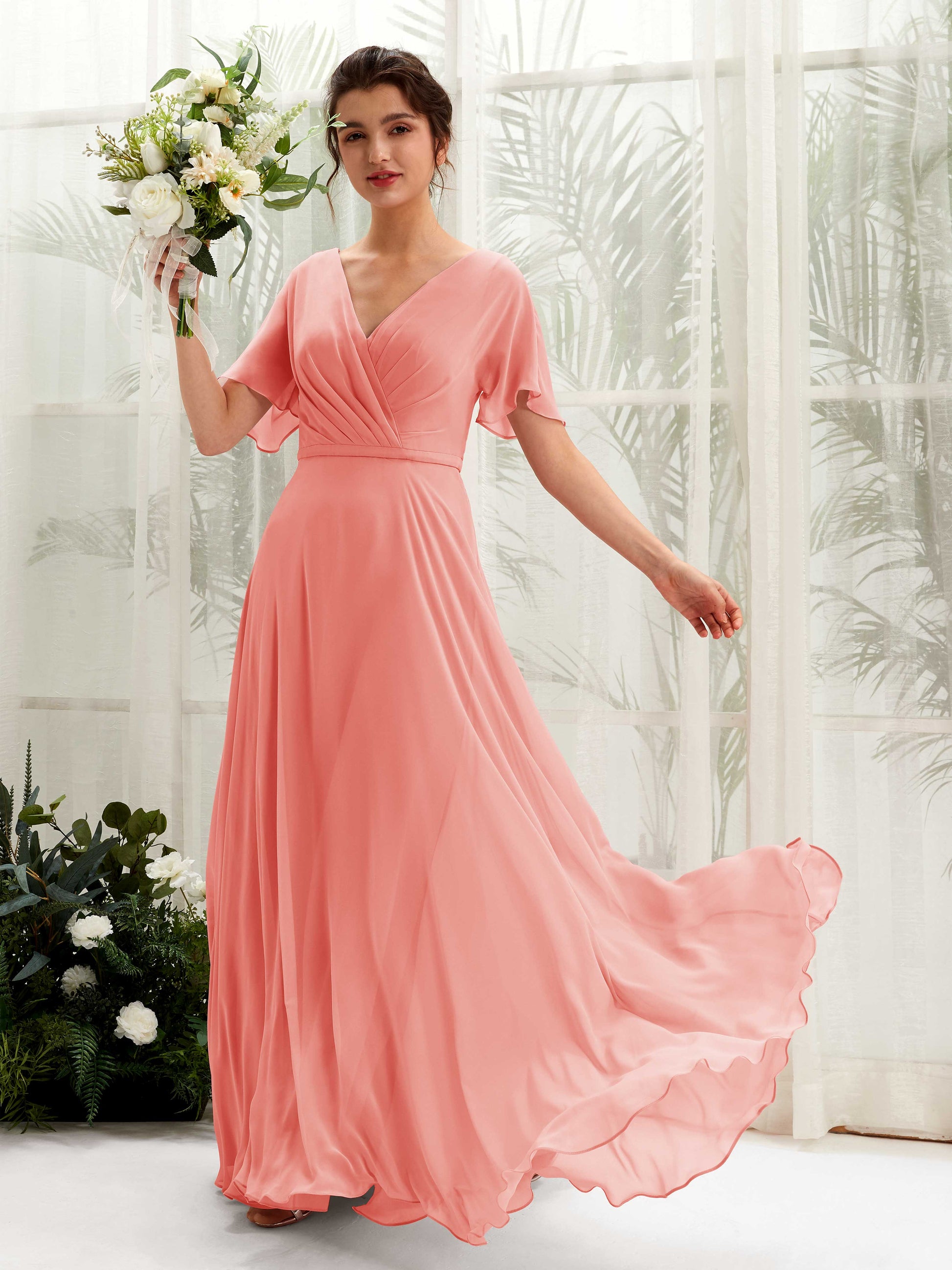 Daphne Peach Pink Maxi Dress