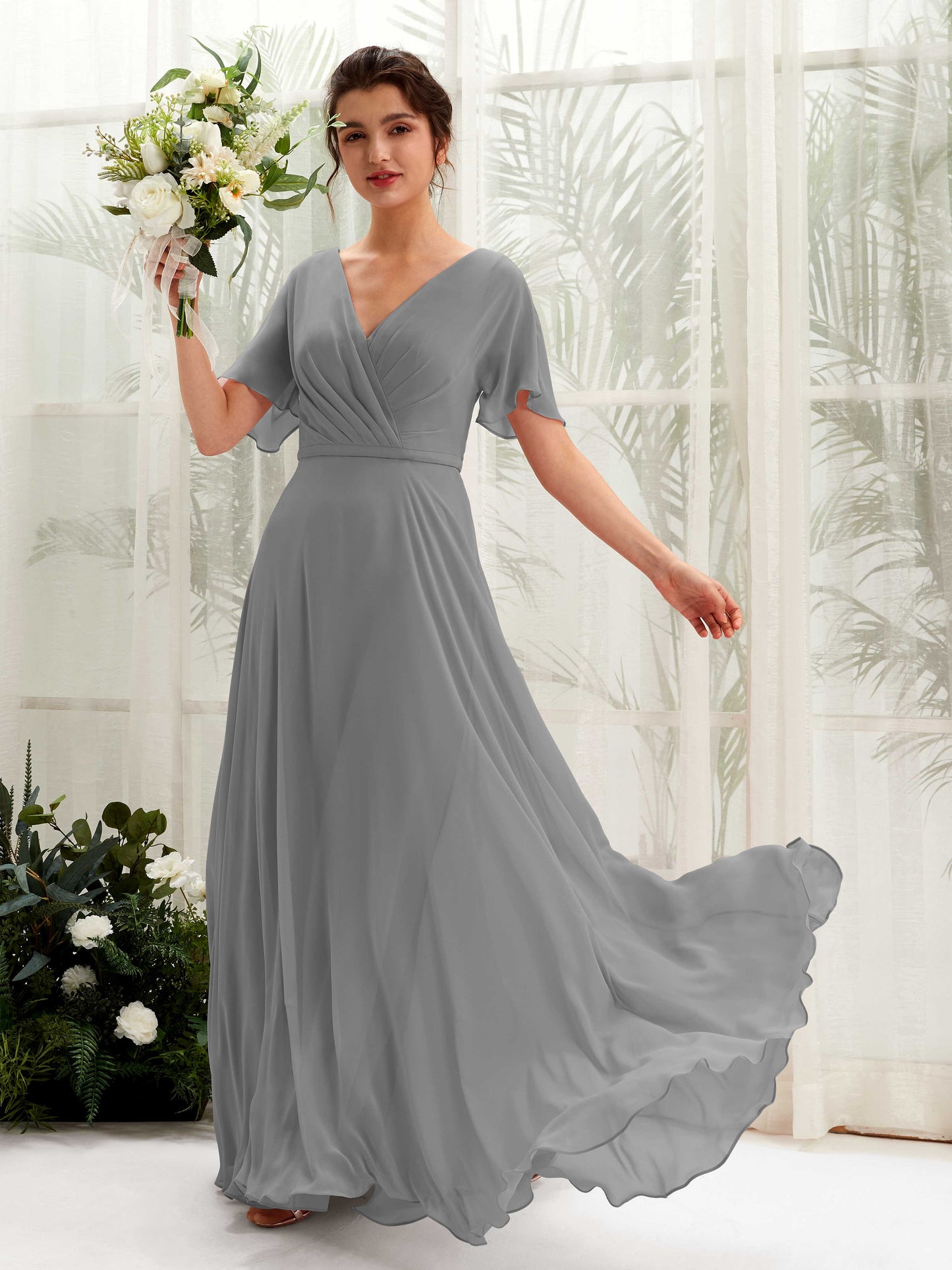 Daphne Steel Gray Maxi Dress