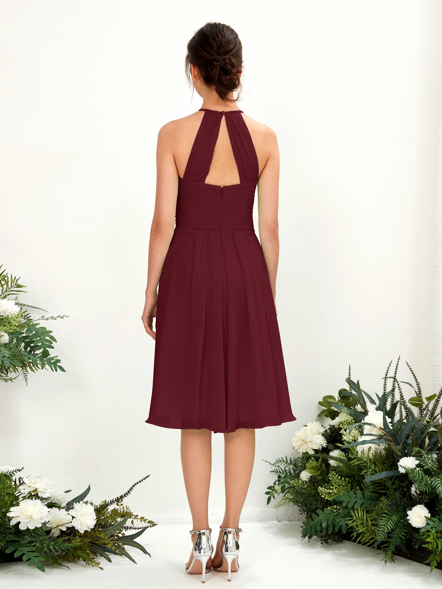 Davina Burgundy Halter Midi Dress