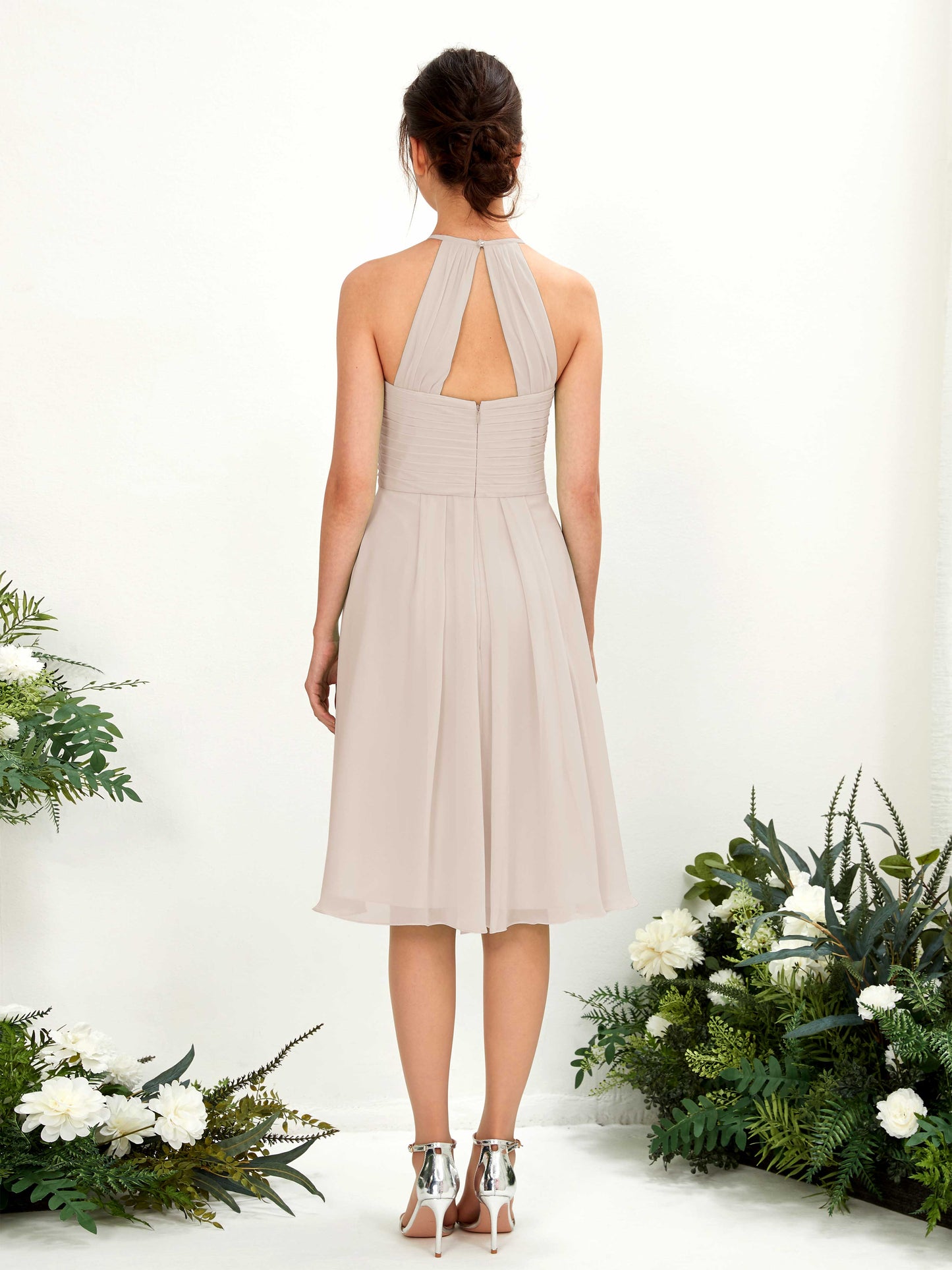 Davina Champagne Halter Midi Dress