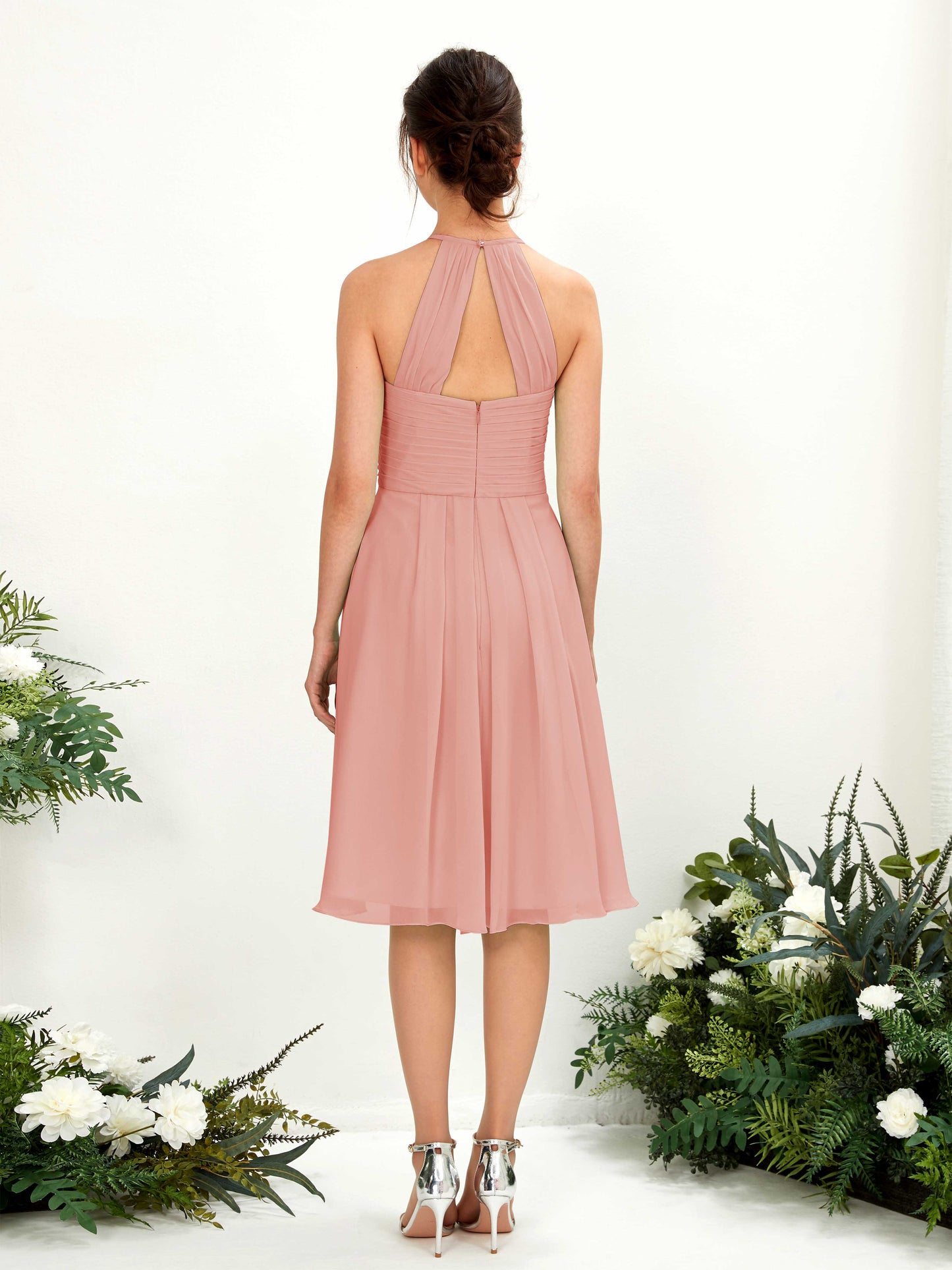 Davina Champagne Rose Halter Midi Dress