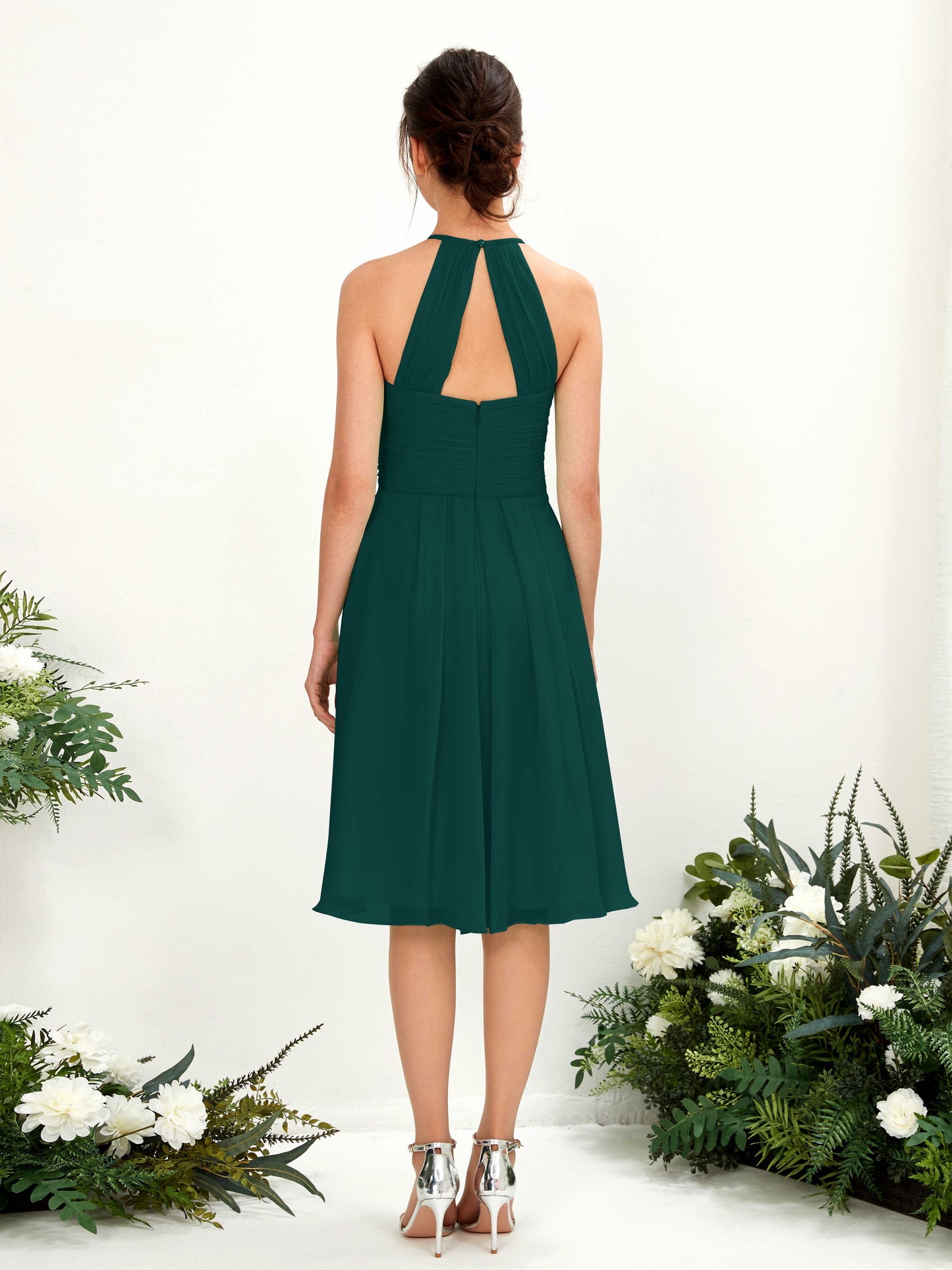 Davina Dark Emerald Halter Midi Dress