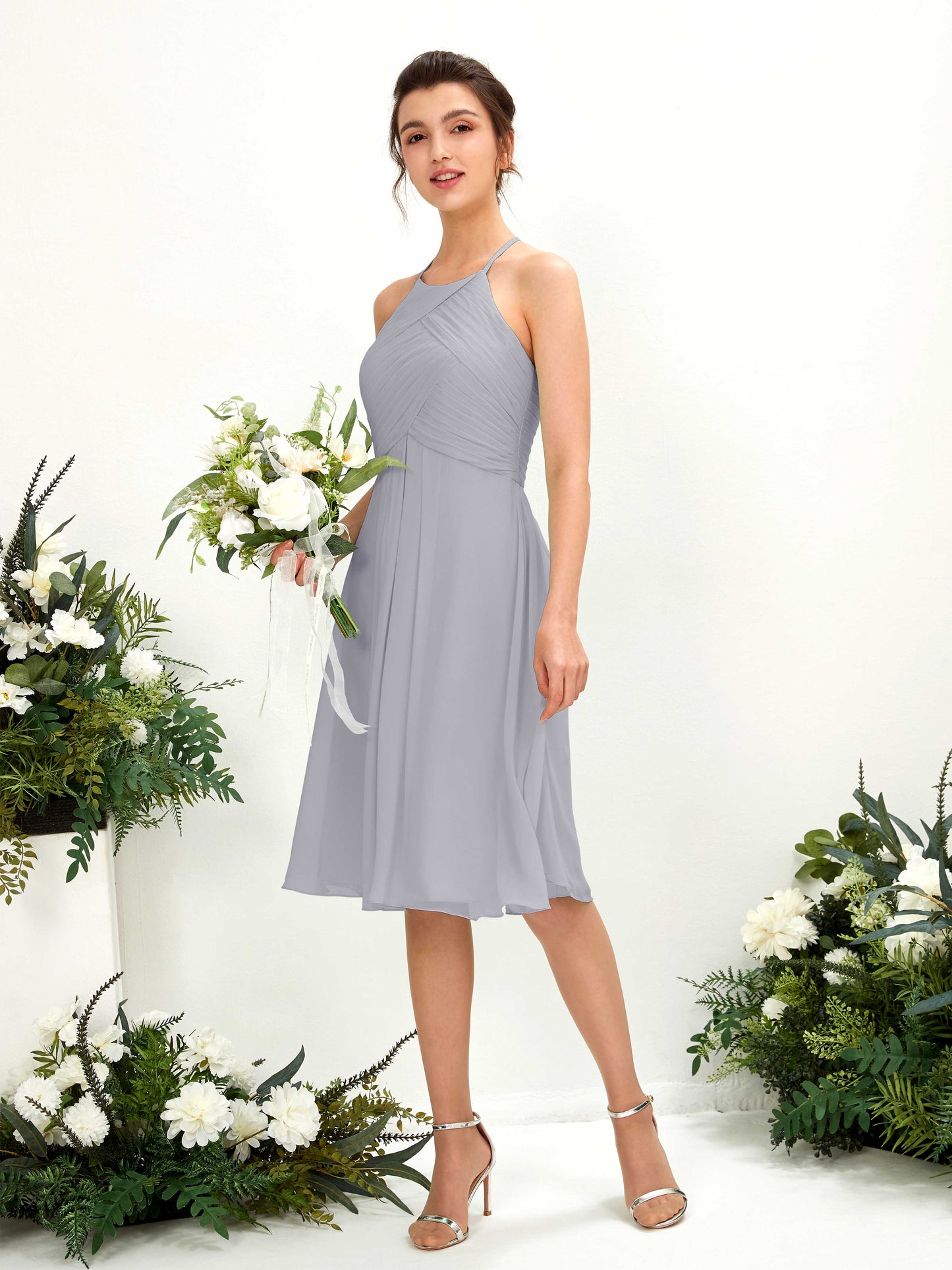 Davina Dusty Lavender Halter Midi Dress