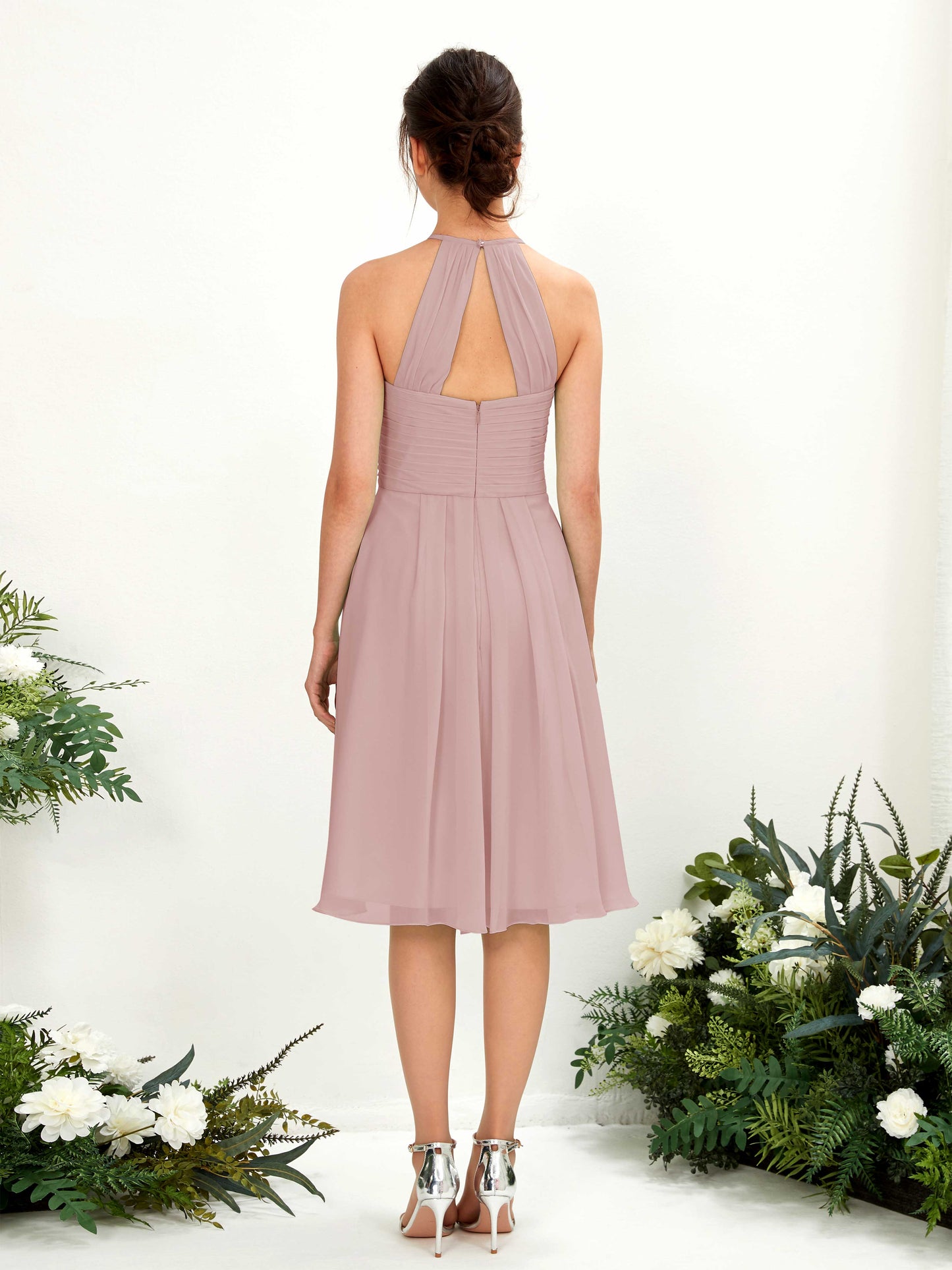 Davina Dusty Rose Halter Midi Dress