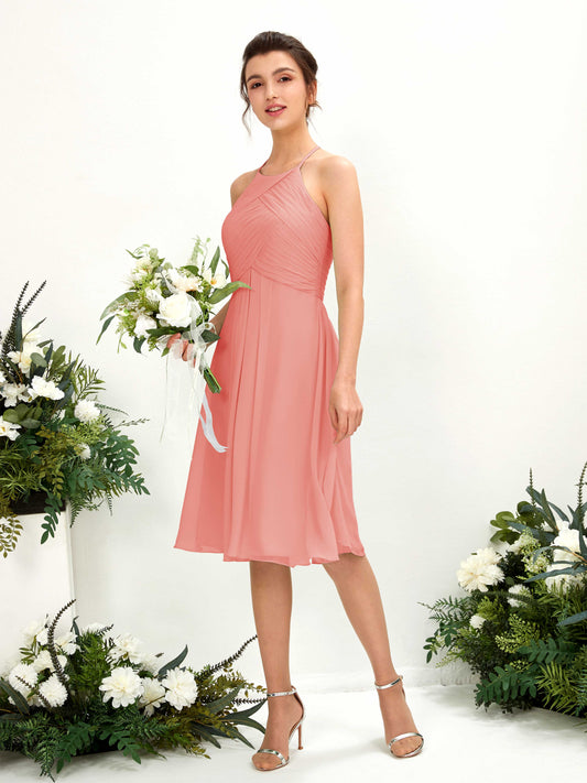 Davina Peach Pink Halter Midi Dress