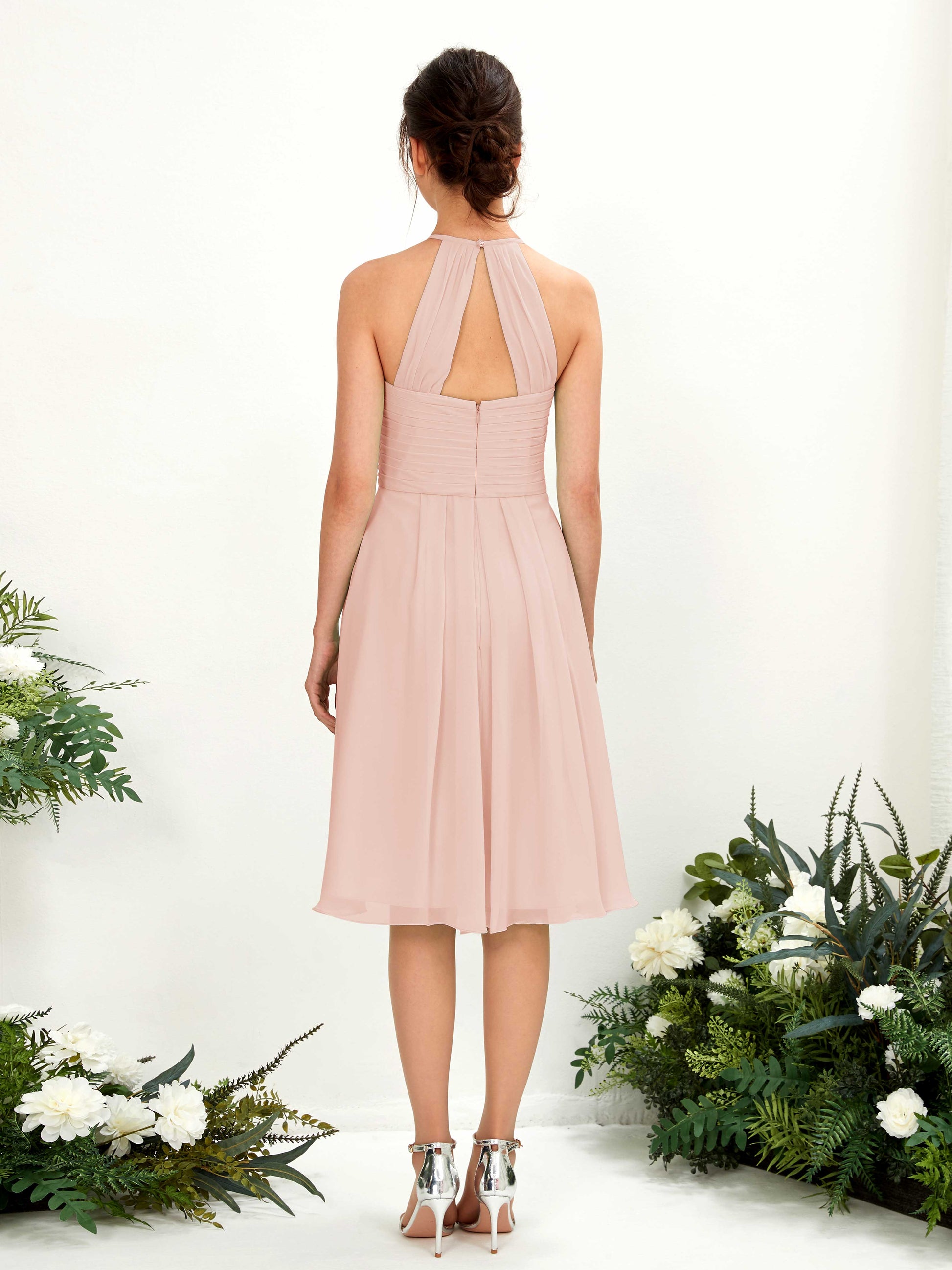 Davina Pearl Pink Halter Midi Dress