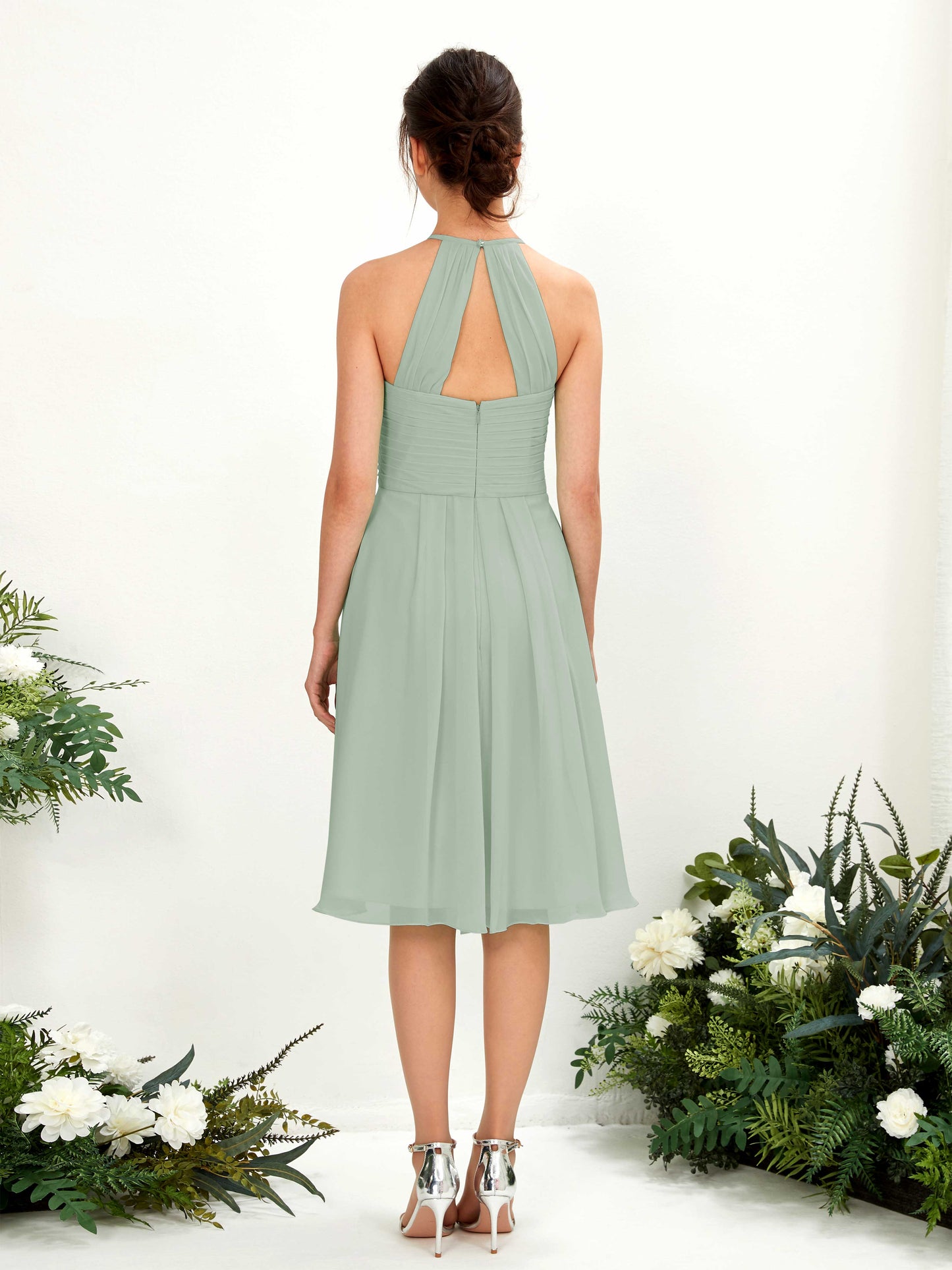 Davina Sage Green Halter Midi Dress