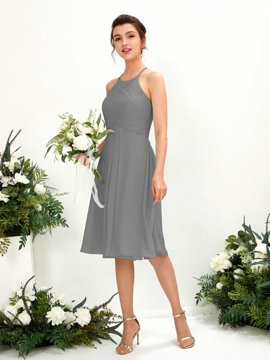 Davina Steel Gray Halter Midi Dress