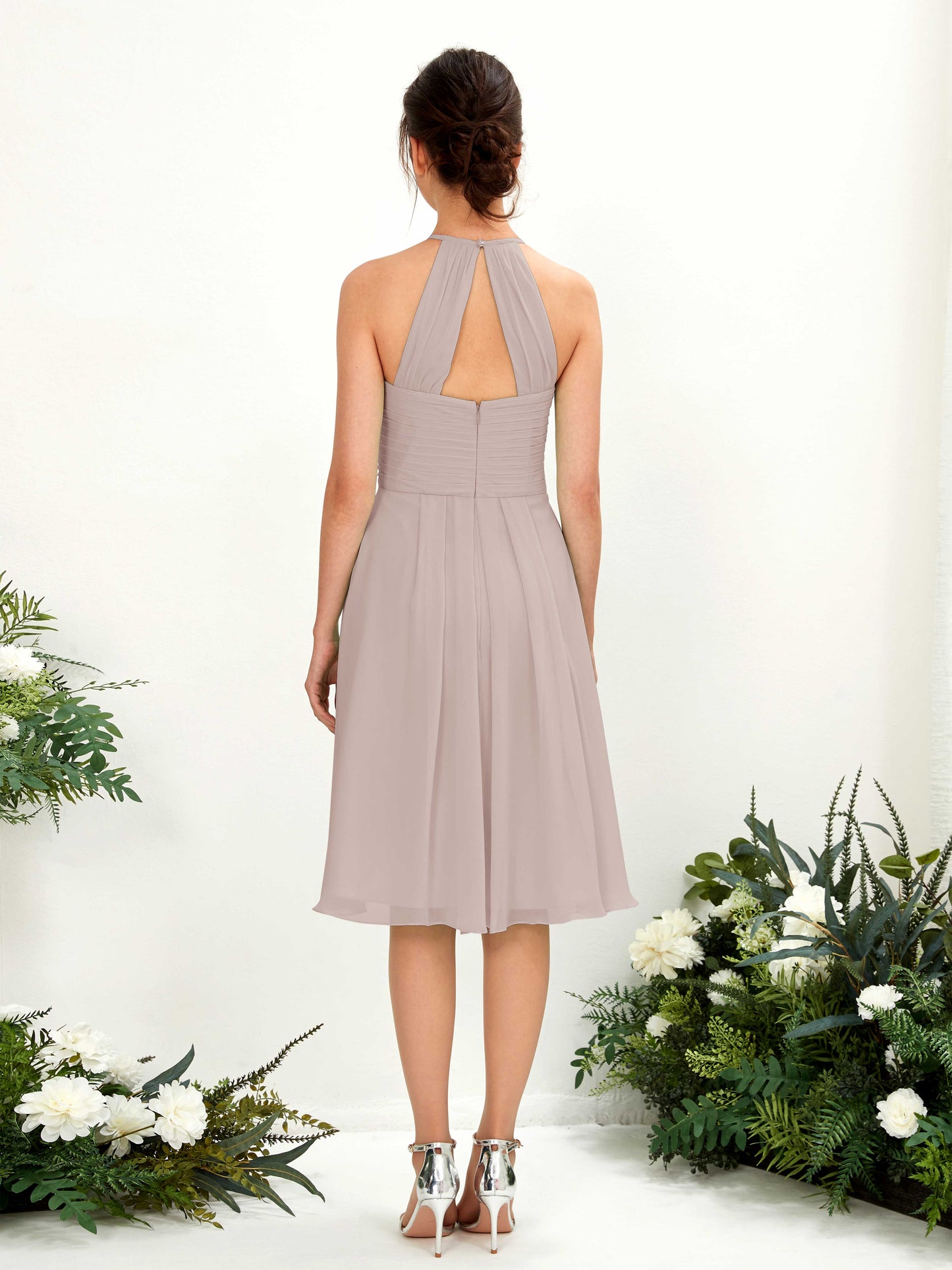 Davina Taupe Halter Midi Dress