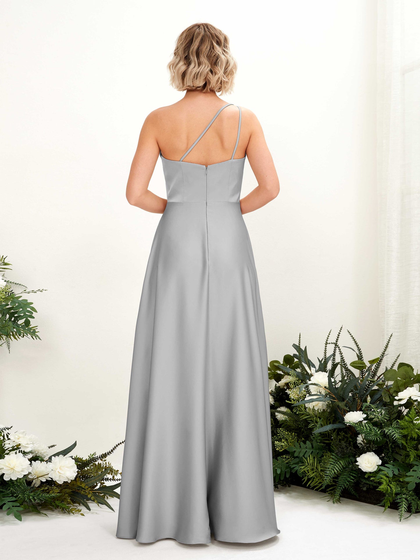 Dinah Dove Satin One Shoulder Maxi Dress