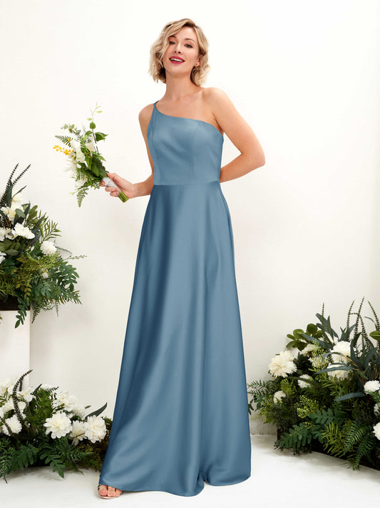 Dinah Ink blue Satin One Shoulder Maxi Dress