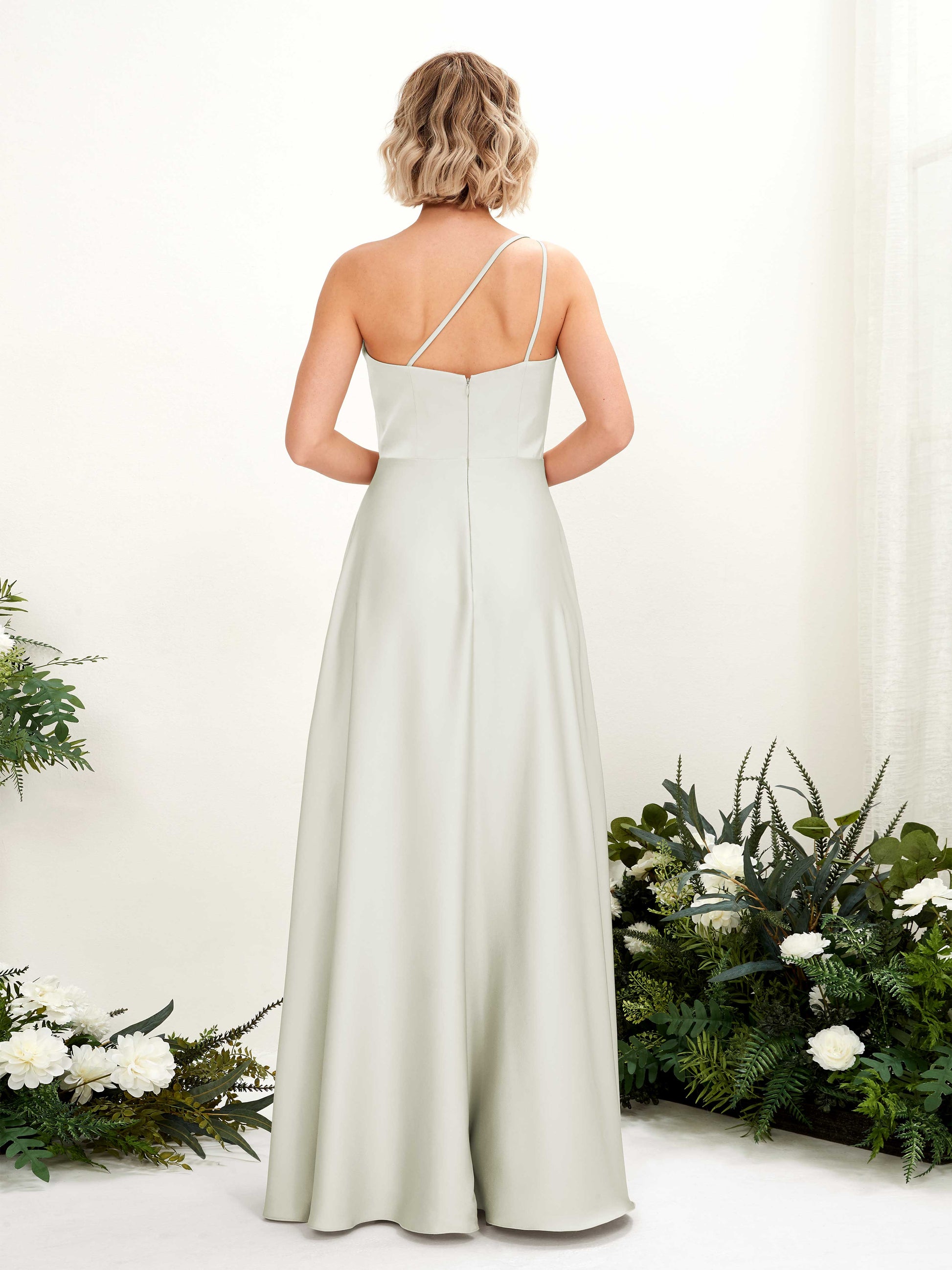 Dinah Ivory Satin One Shoulder Maxi Dress