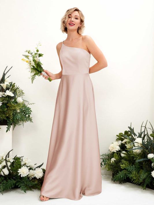 Dinah Pearl Pink Satin One Shoulder Maxi Dress