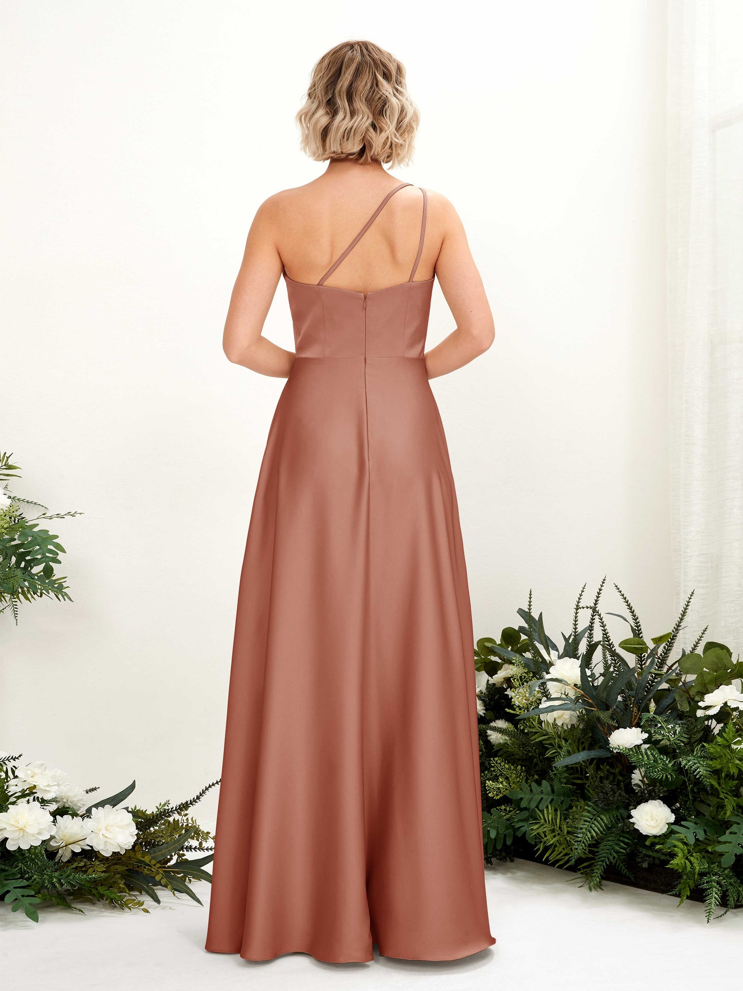 Dinah Raw Sienna Satin One Shoulder Maxi Dress