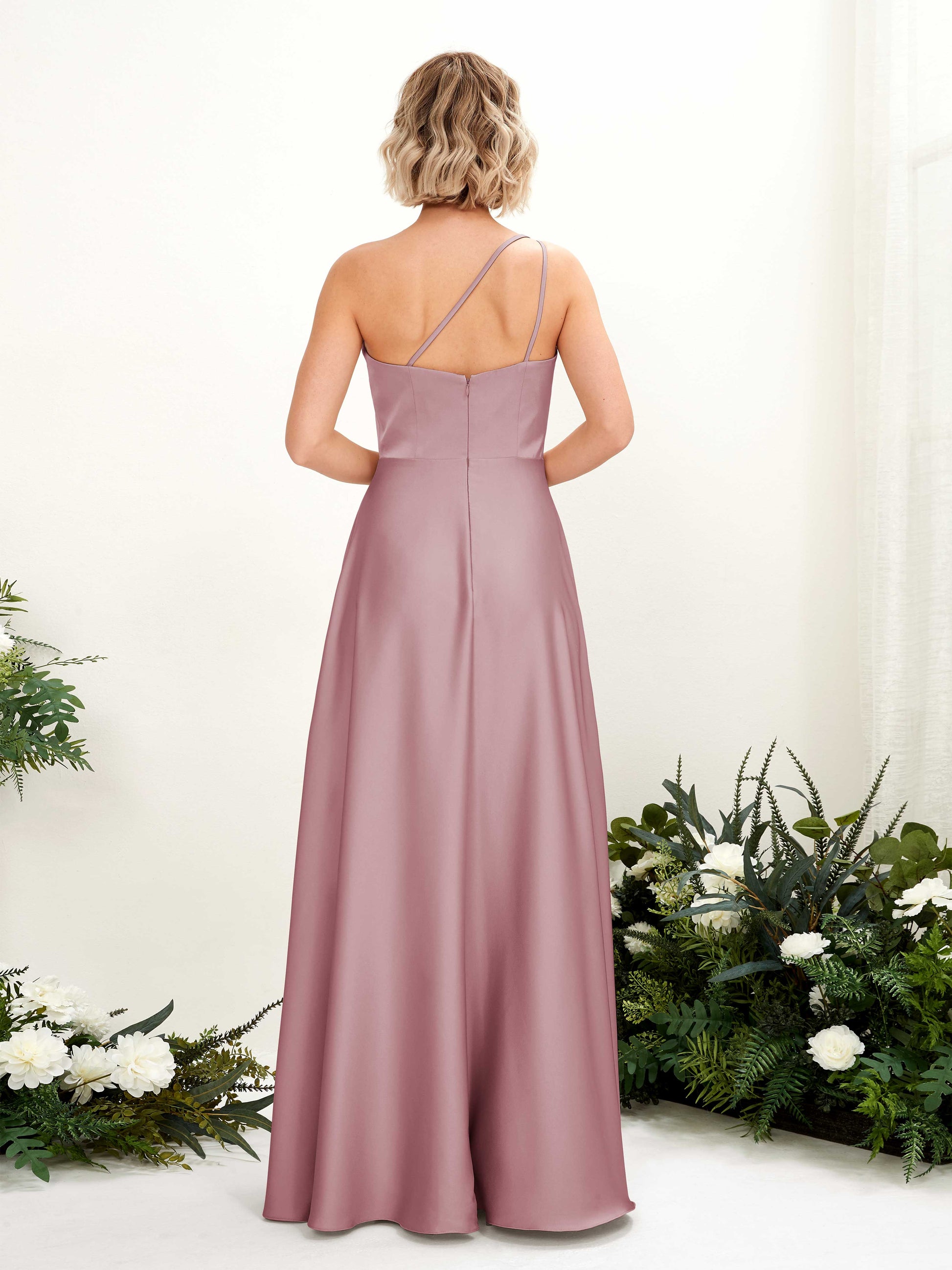 Dinah Rose Quartz Satin One Shoulder Maxi Dress