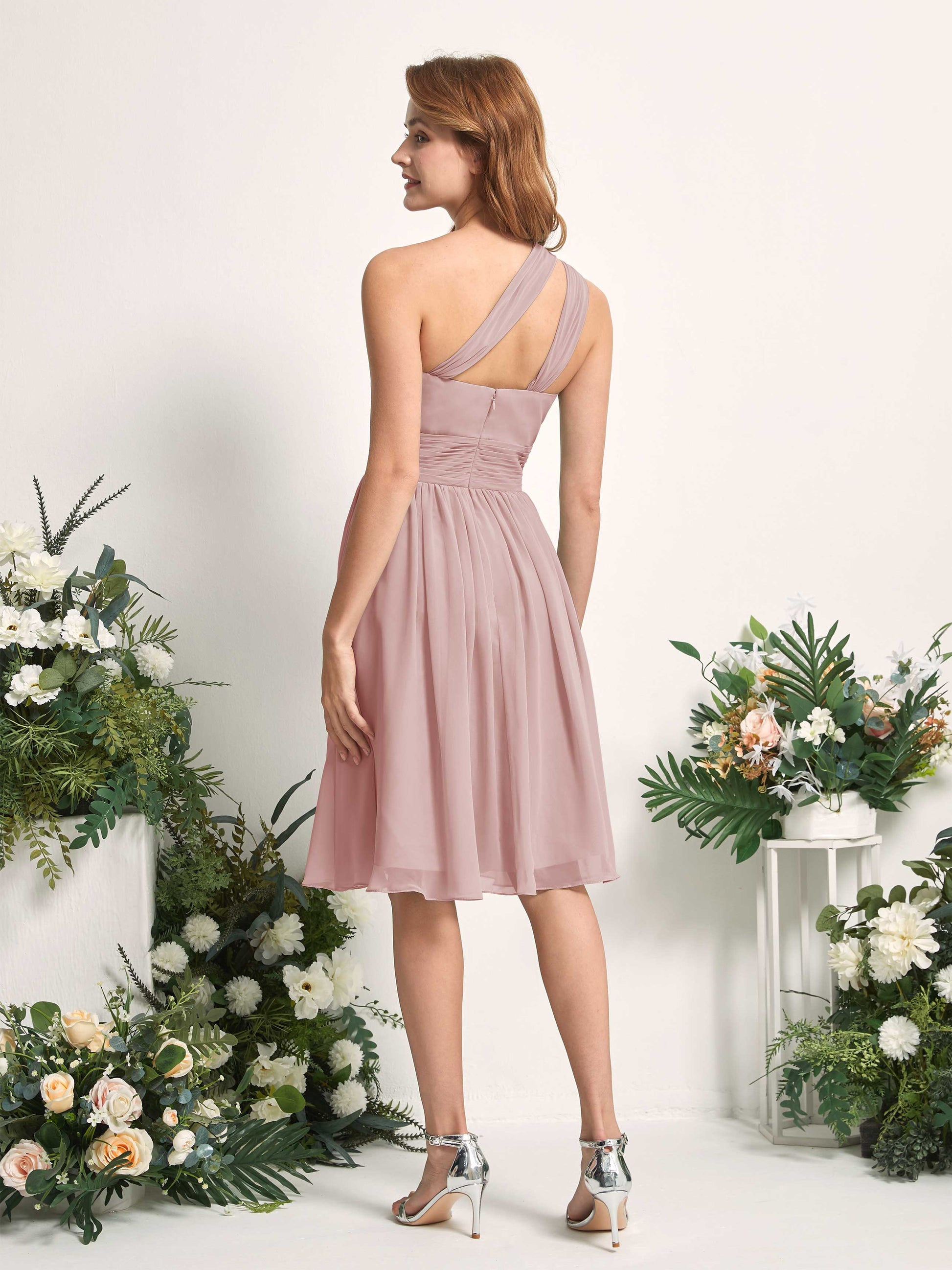 Echo Dusty Rose One Shoulder Midi Dress