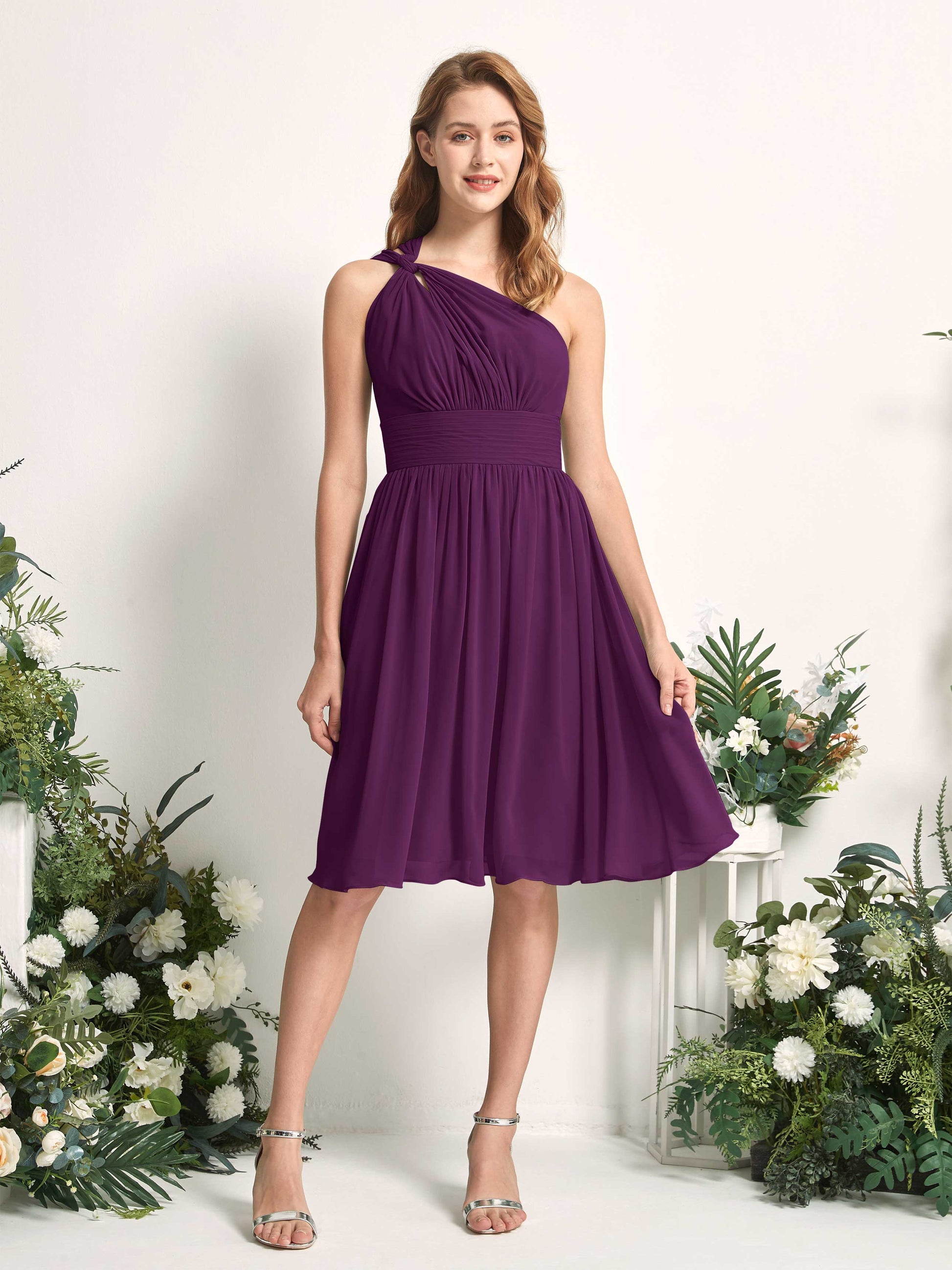 Echo Grape One Shoulder Midi Dress