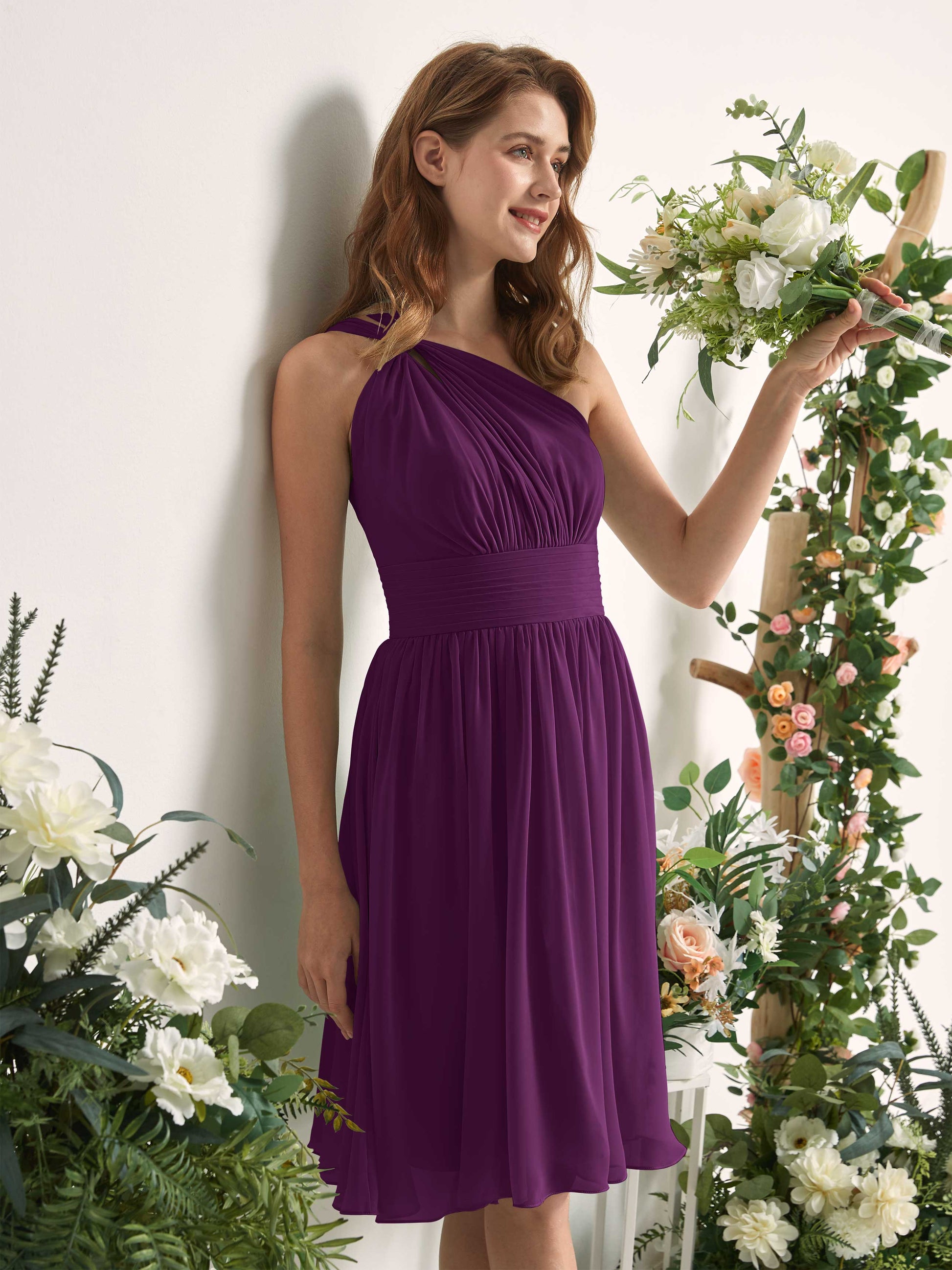 Echo Grape One Shoulder Midi Dress