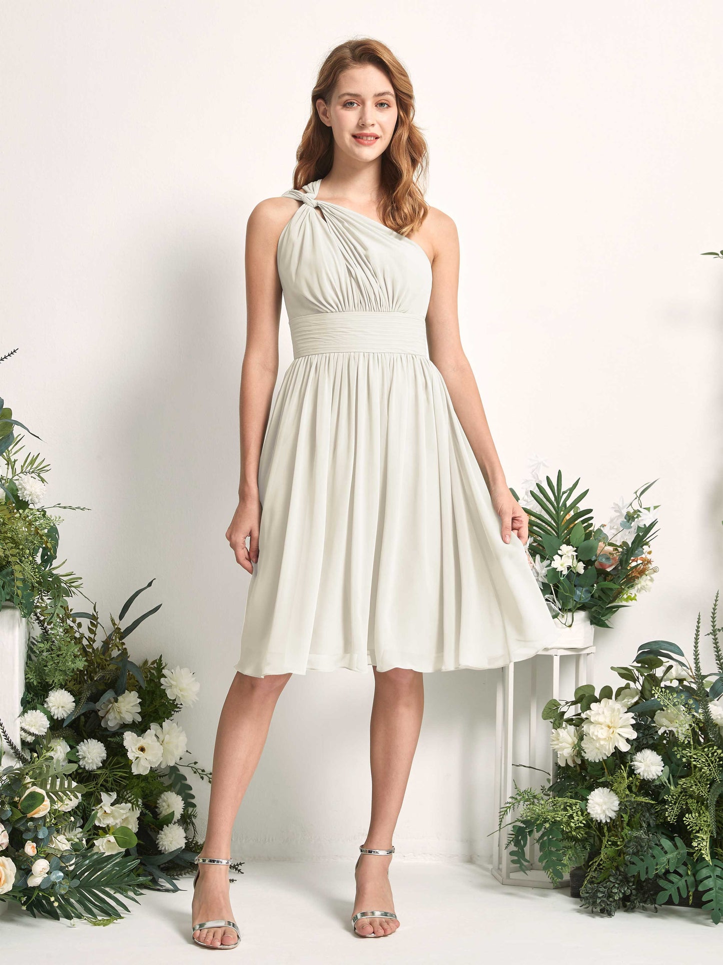 Echo Ivory One Shoulder Midi Dress