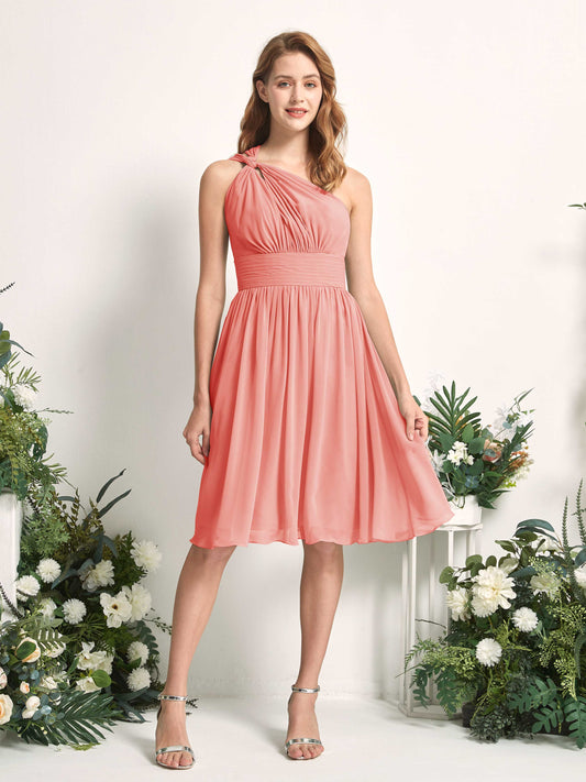 Echo Peach Pink One Shoulder Midi Dress